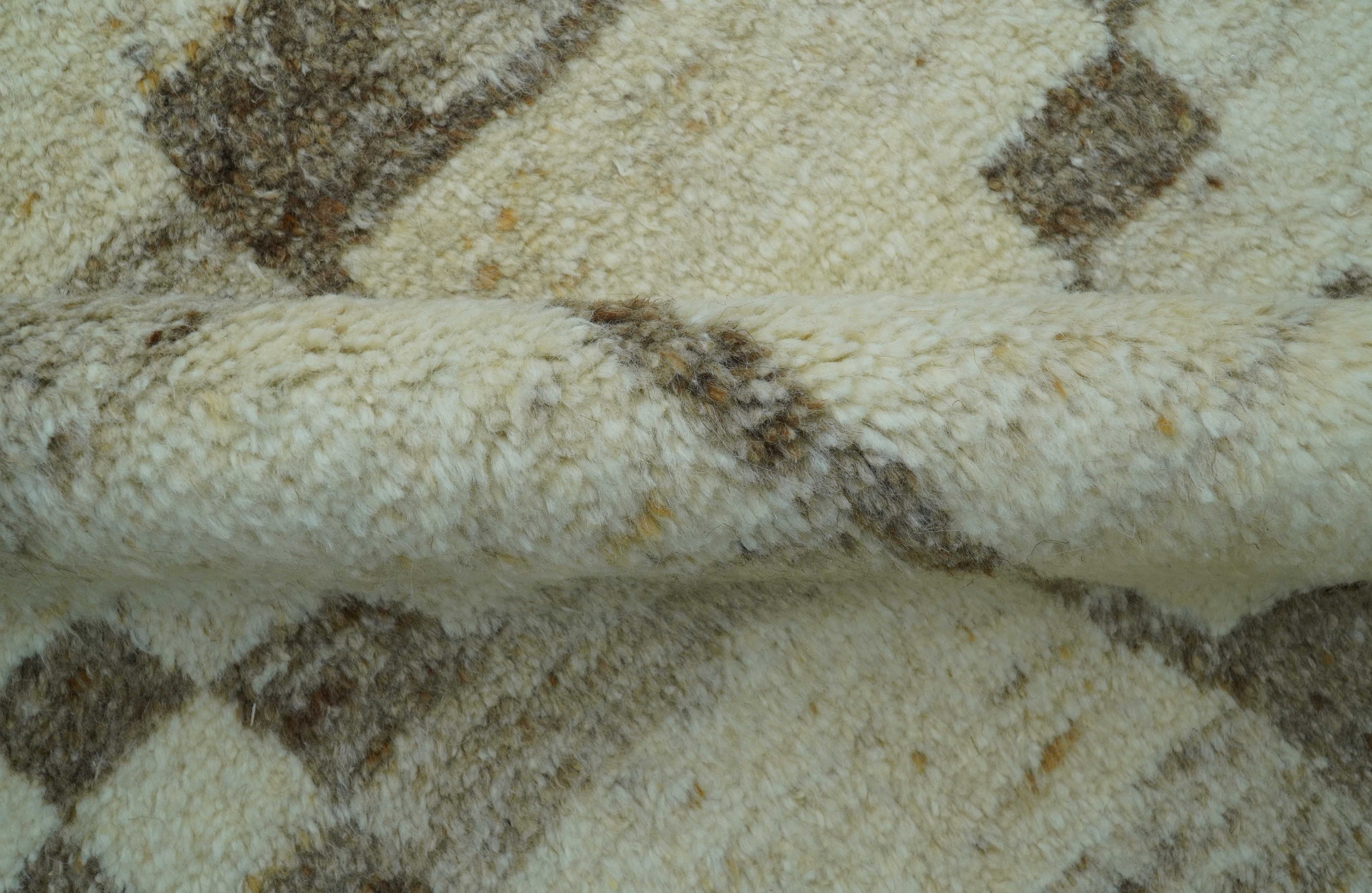 Tribal Custom Made Contemporary Beige Hand knotted Wool Area Rug - Image 7