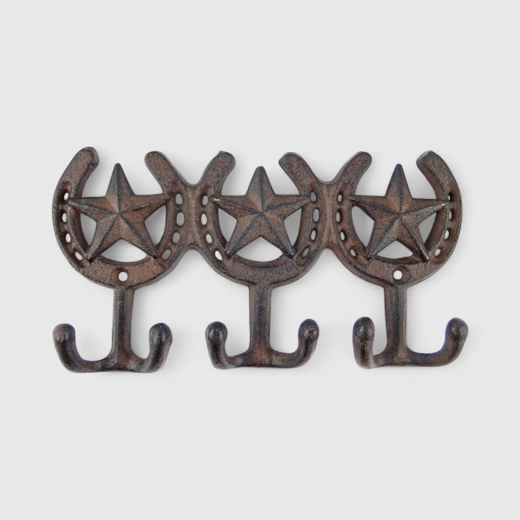 Triple Cast Iron Star Horseshoe Hooks - Western Wall Organizer - Image 2