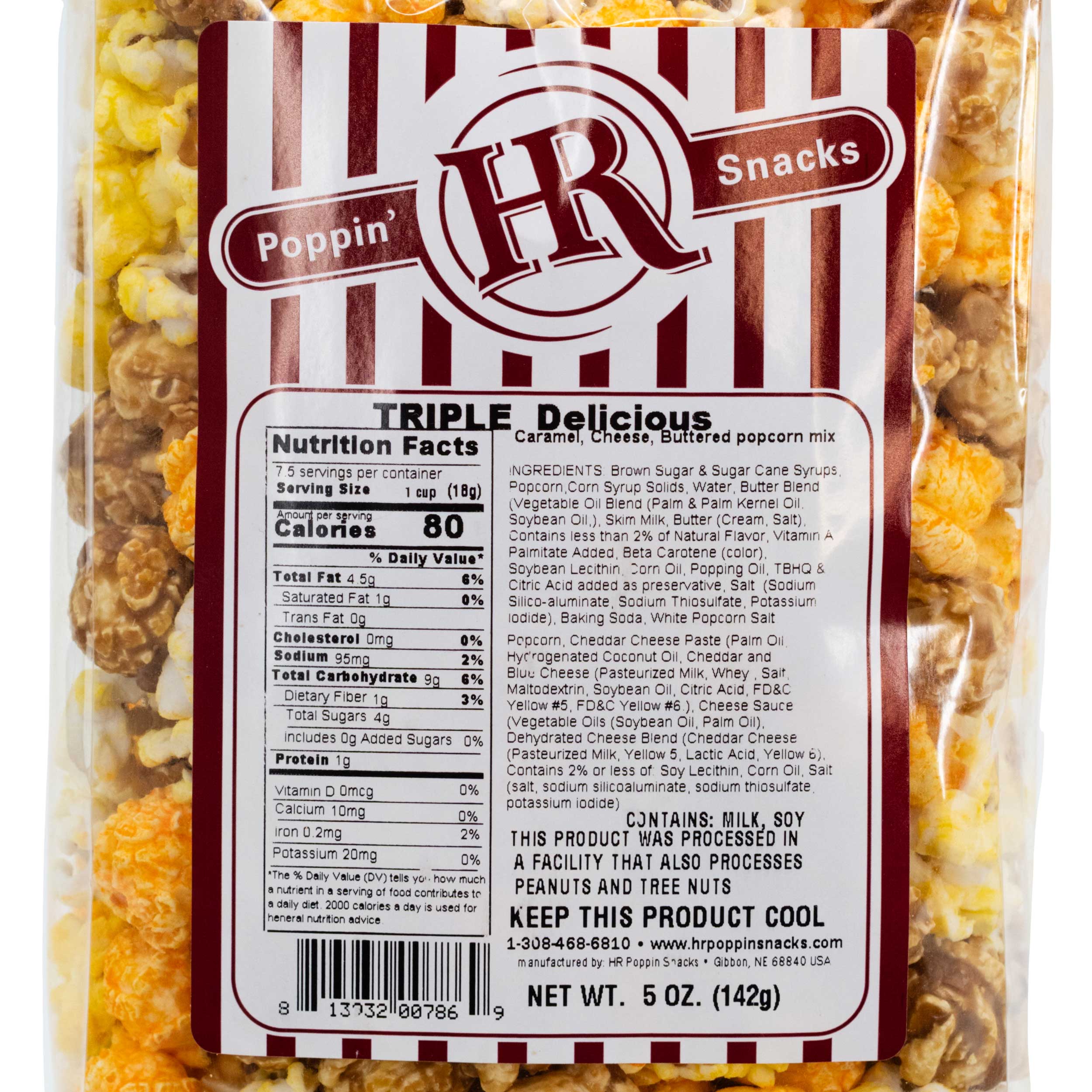 Triple Delicious Caramel, Cheese and Buttered Popcorn | Pack of 2 | 5 oz | HR Poppin' Snacks - Image 6
