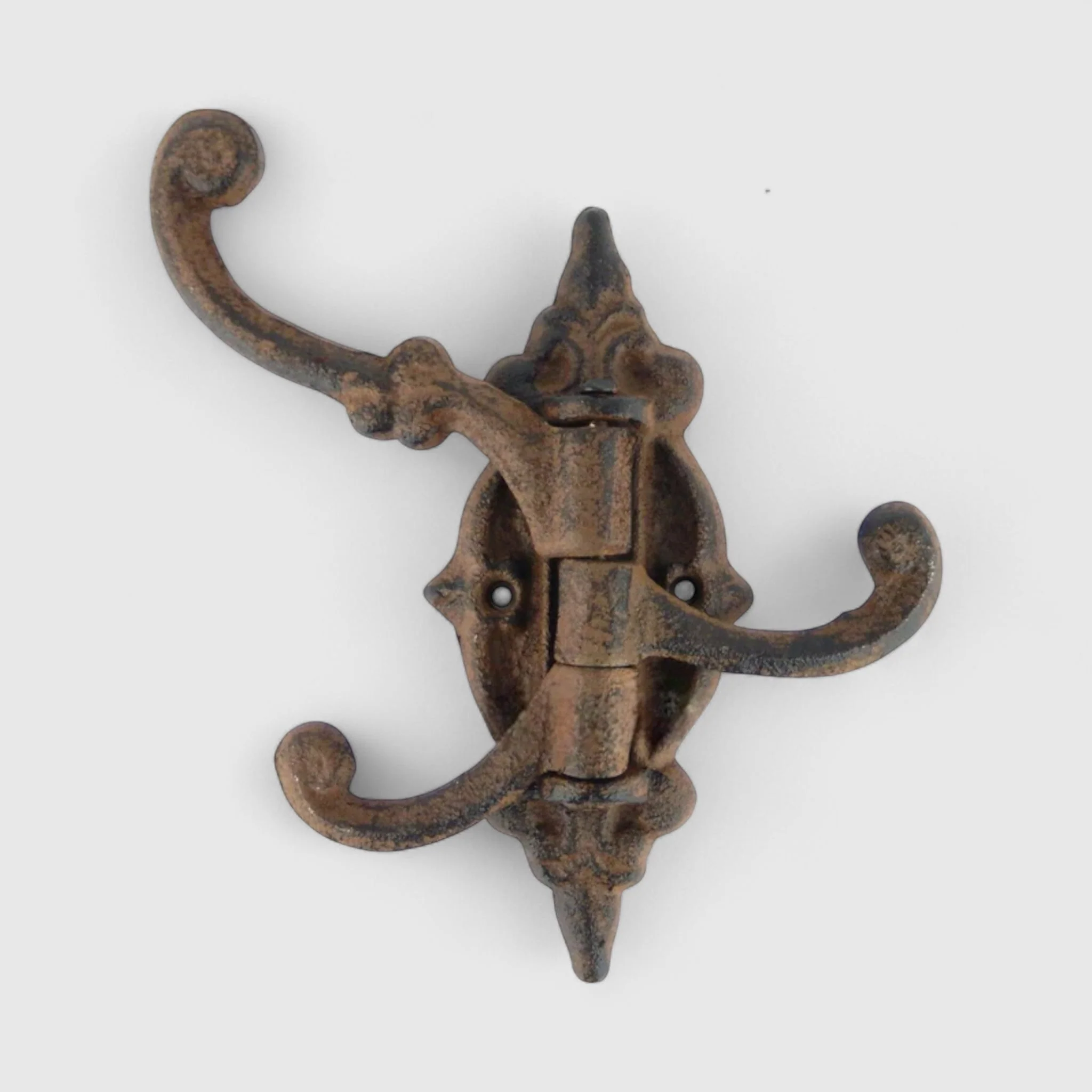 Triple Tier Cast Iron Hooks, Rustic Wall Organizer - Image 2