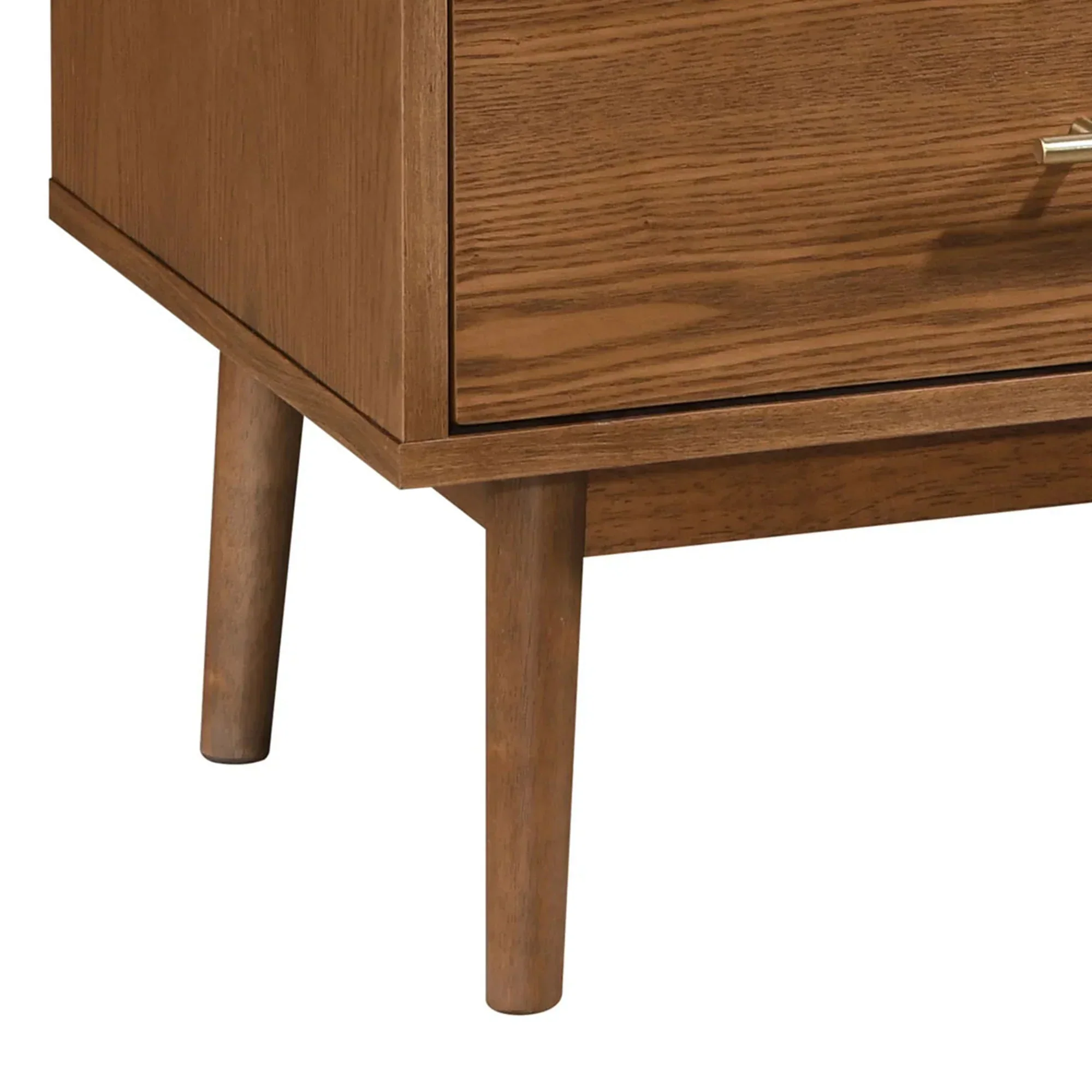 Tromso Mid-Century Modern 23" Walnut Nightstand with 2-Drawer and Round Tapered Legs - Image 3