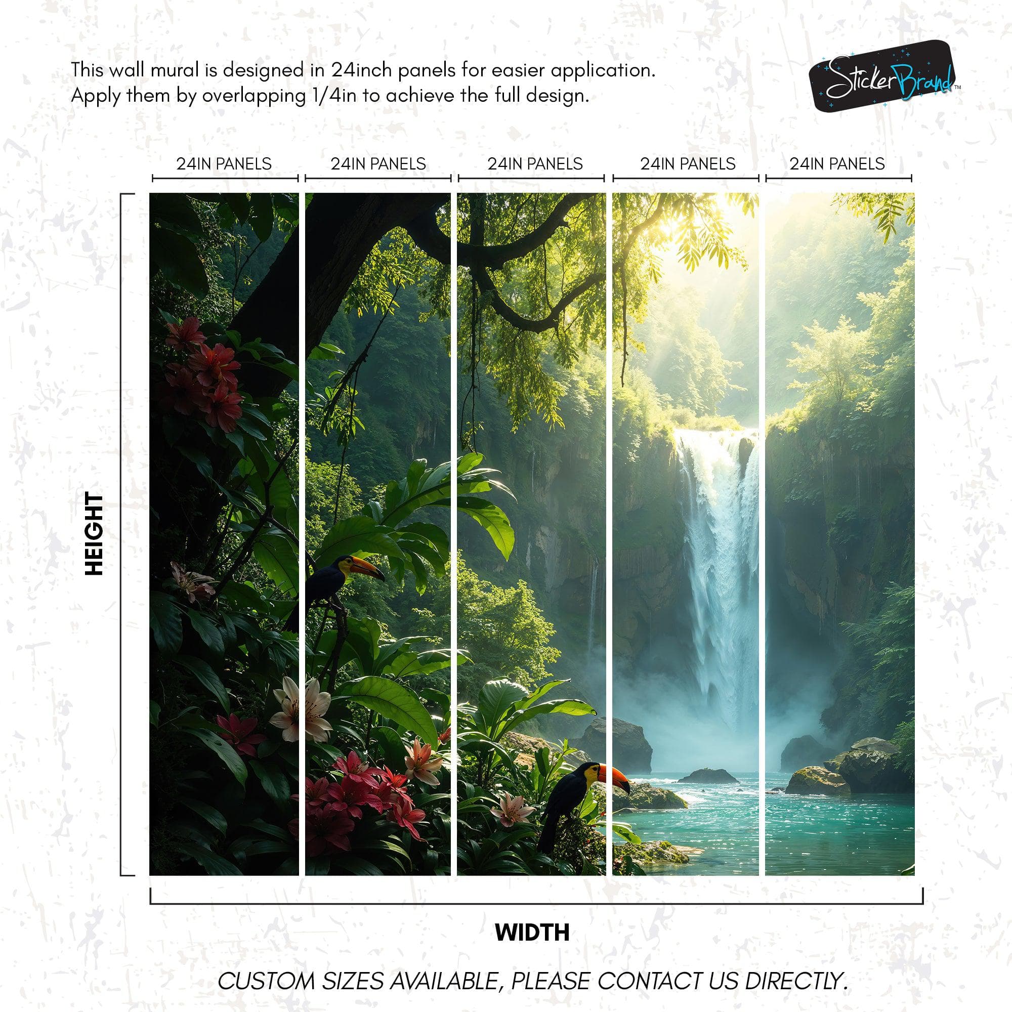 Tropical Rainforest Waterfall Wallpaper Wall Mural. #6987 - Image 10