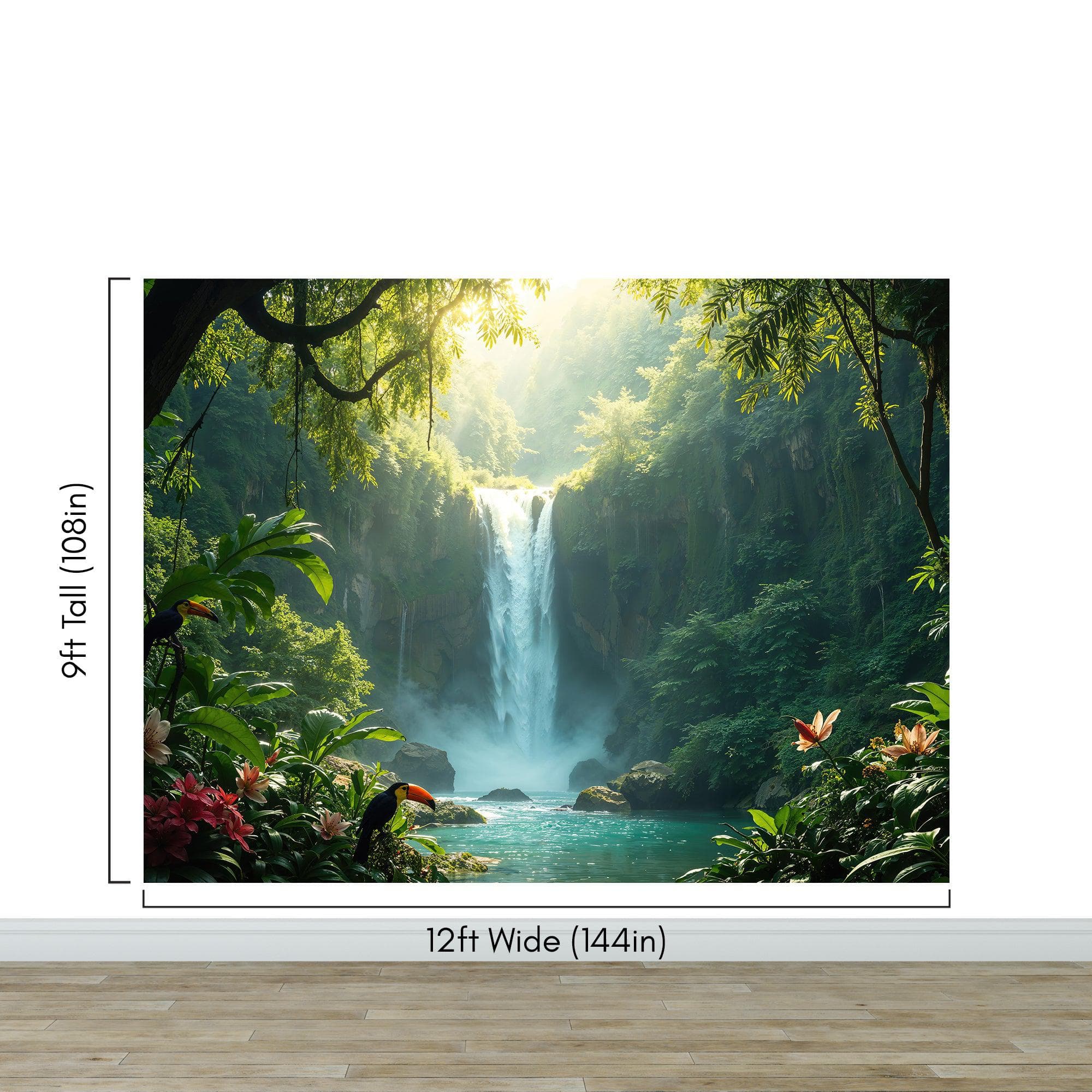 Tropical Rainforest Waterfall Wallpaper Wall Mural. #6987 - Image 12