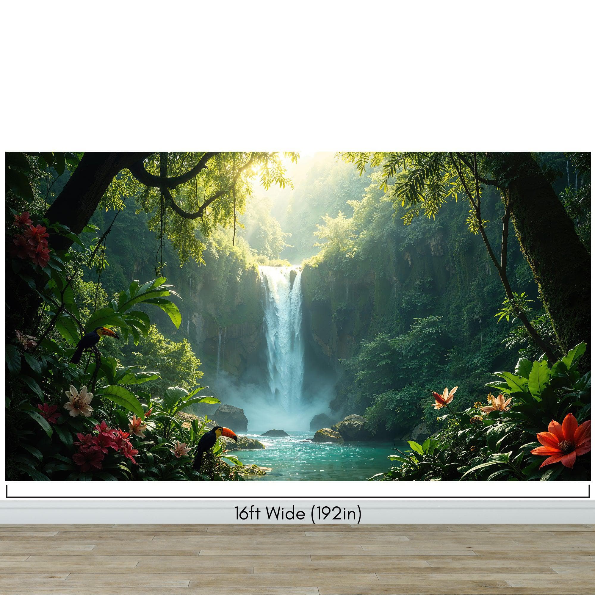Tropical Rainforest Waterfall Wallpaper Wall Mural. #6987 - Image 13