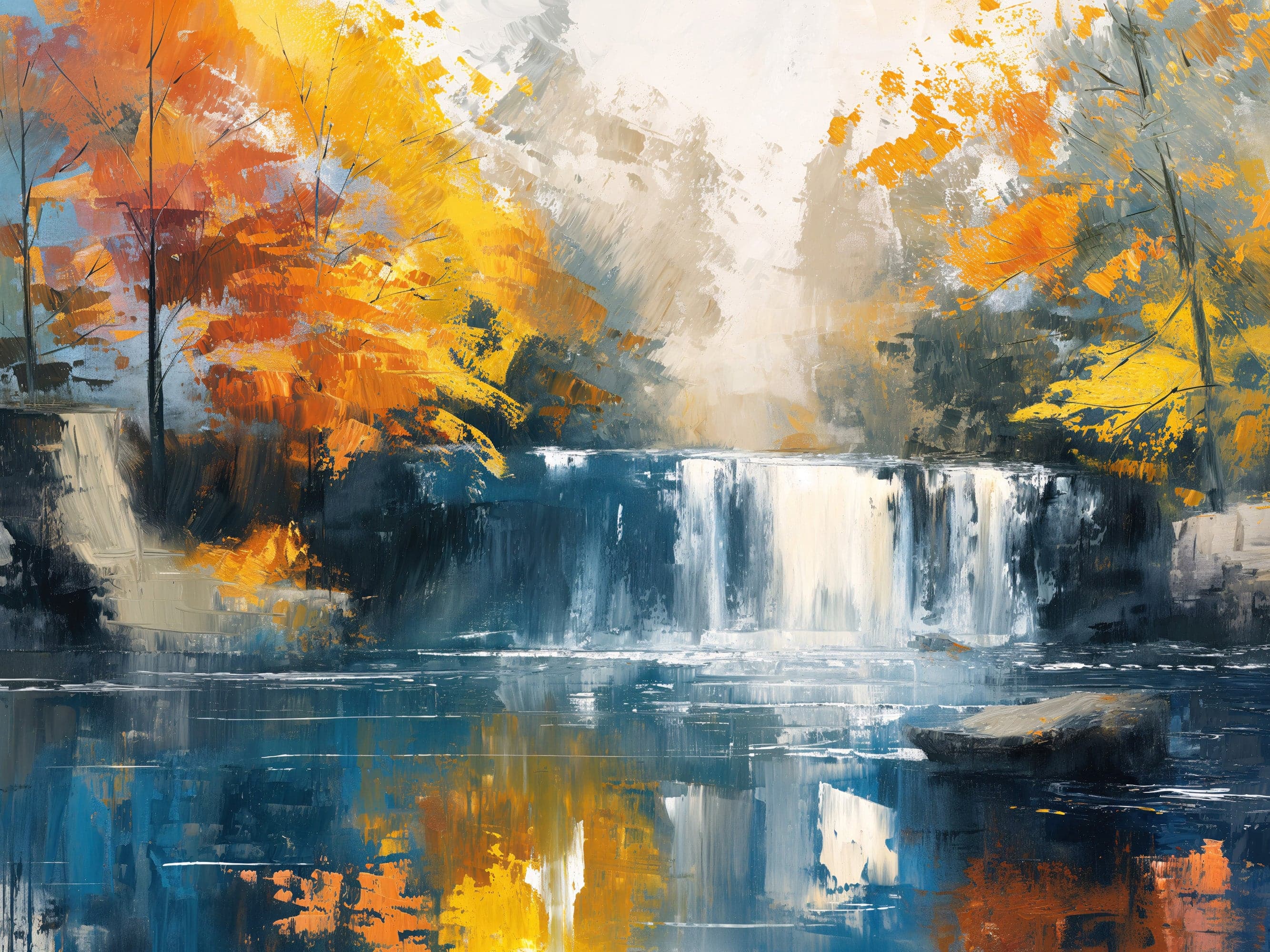 Tropical Waterfall Colorful Painting Wallpaper Mural. #7049 - Image 10