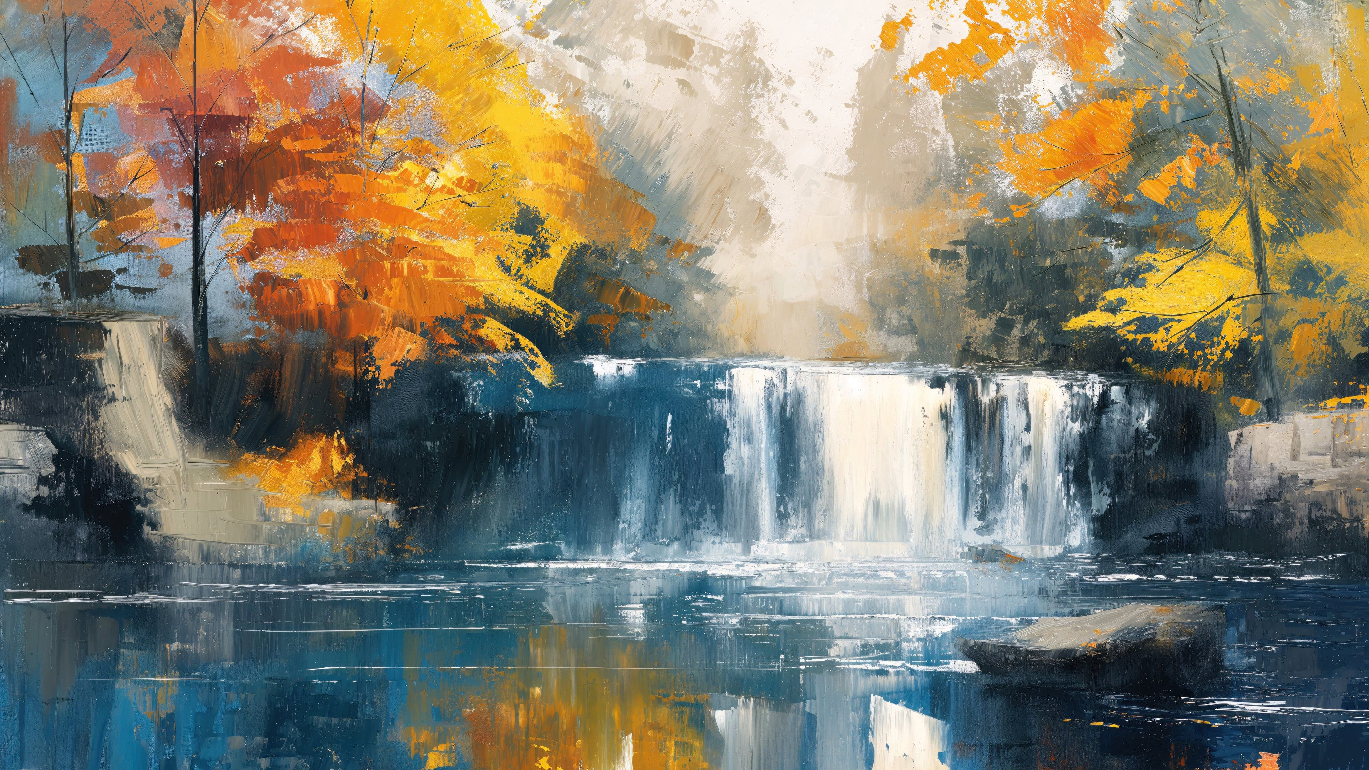 Tropical Waterfall Colorful Painting Wallpaper Mural. #7049 - Image 11