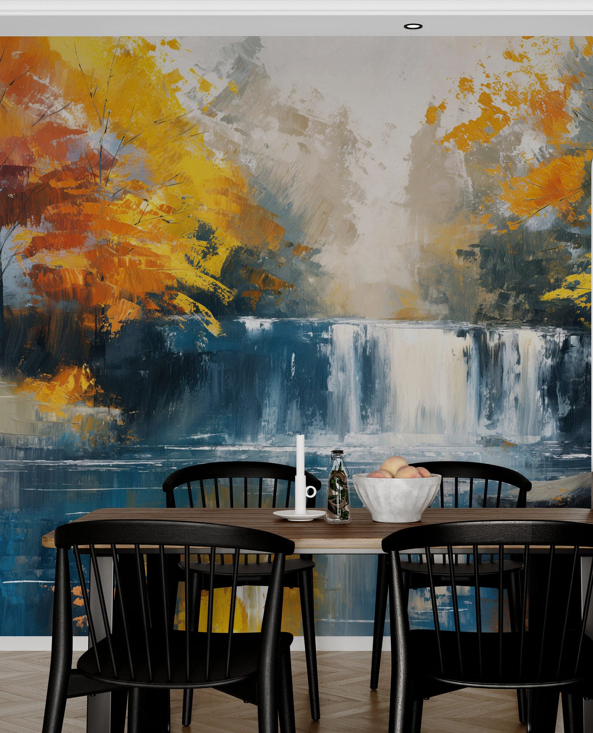 Tropical Waterfall Colorful Painting Wallpaper Mural. #7049 - Image 3