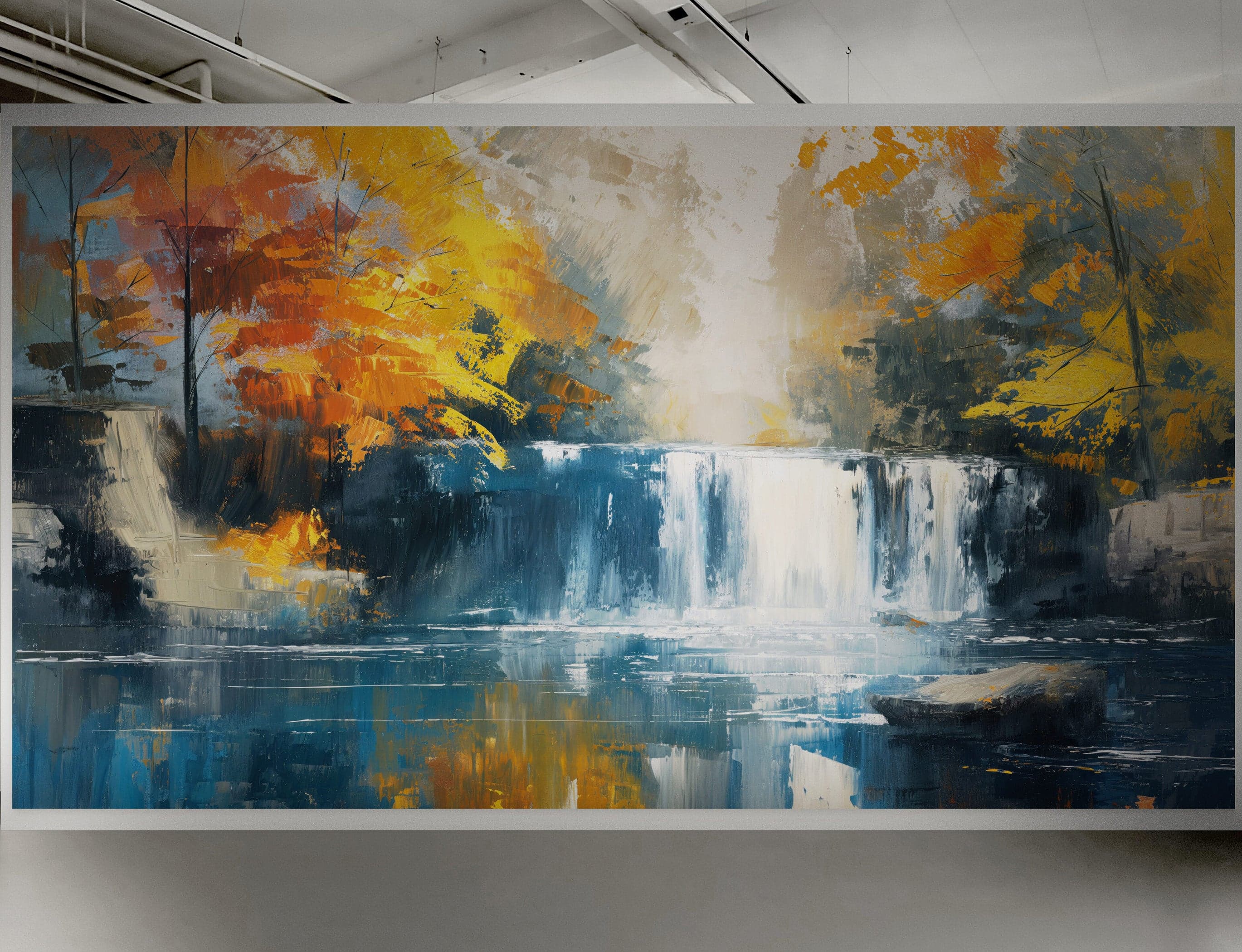 Tropical Waterfall Colorful Painting Wallpaper Mural. #7049 - Image 6