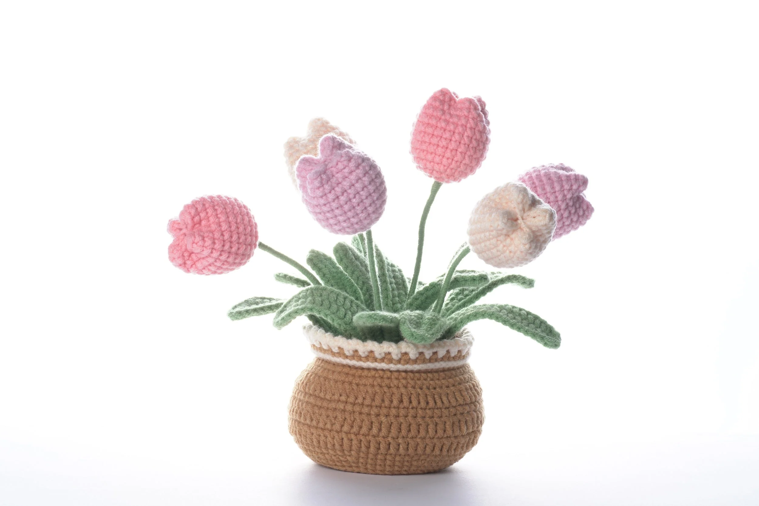 Tulips in Bloom. Potted Flower Amigurumi DIY Crochet Kit Wizardi F07N8-M30 - Image 2