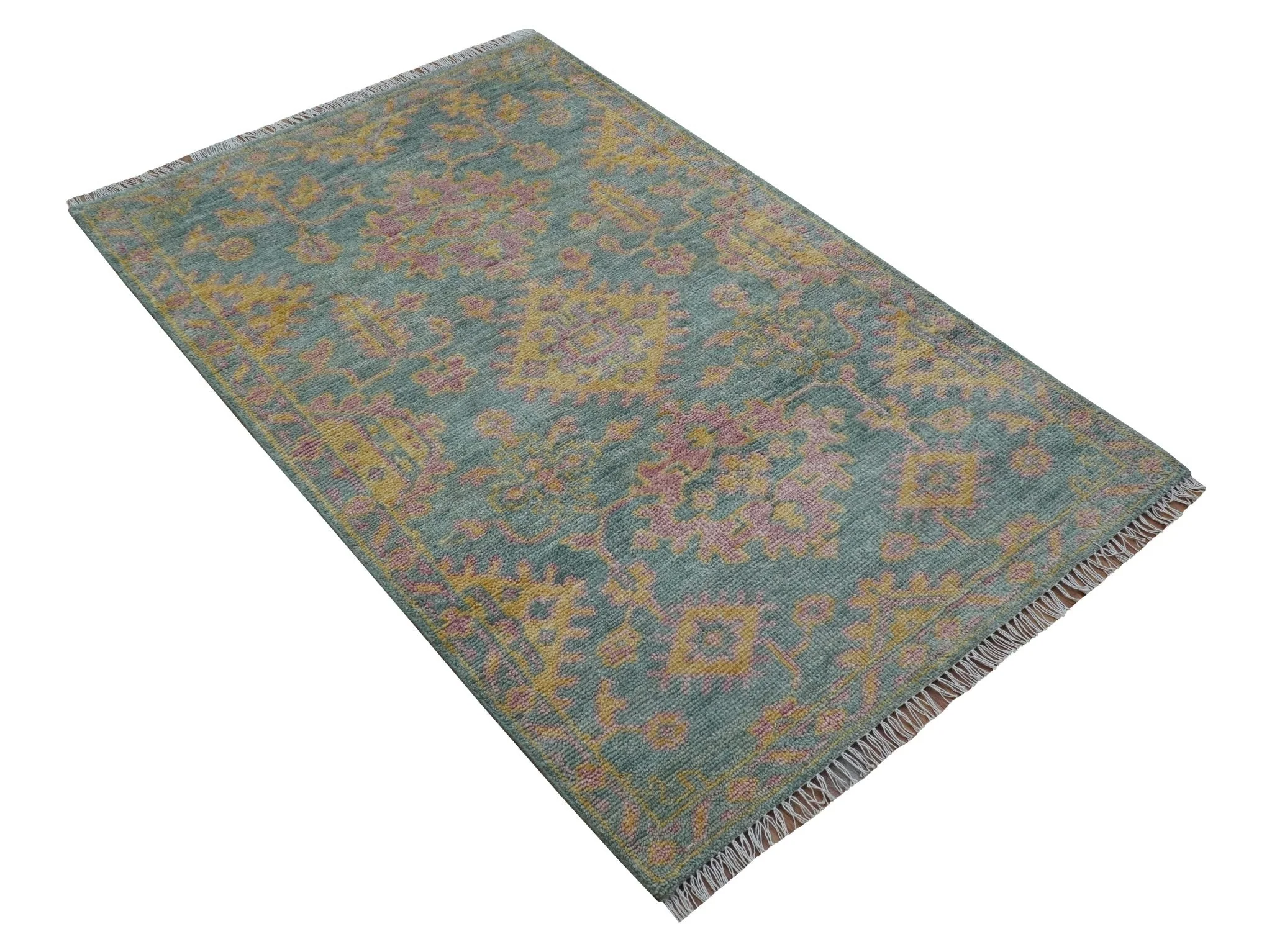 Turkish Design Pink Hand Knotted 4x6 Wool Area Rug - Image 10