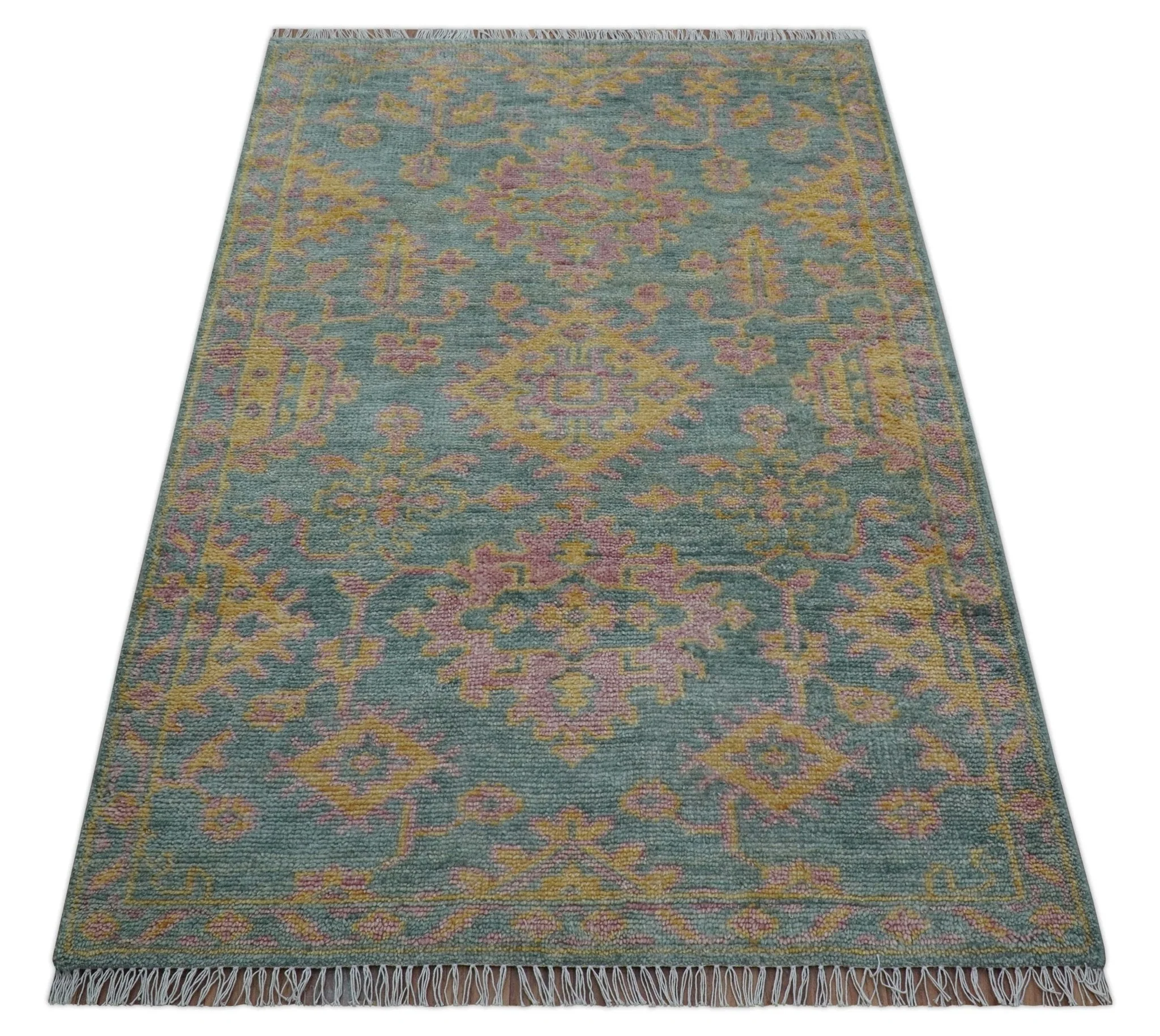 Turkish Design Pink Hand Knotted 4x6 Wool Area Rug - Image 11