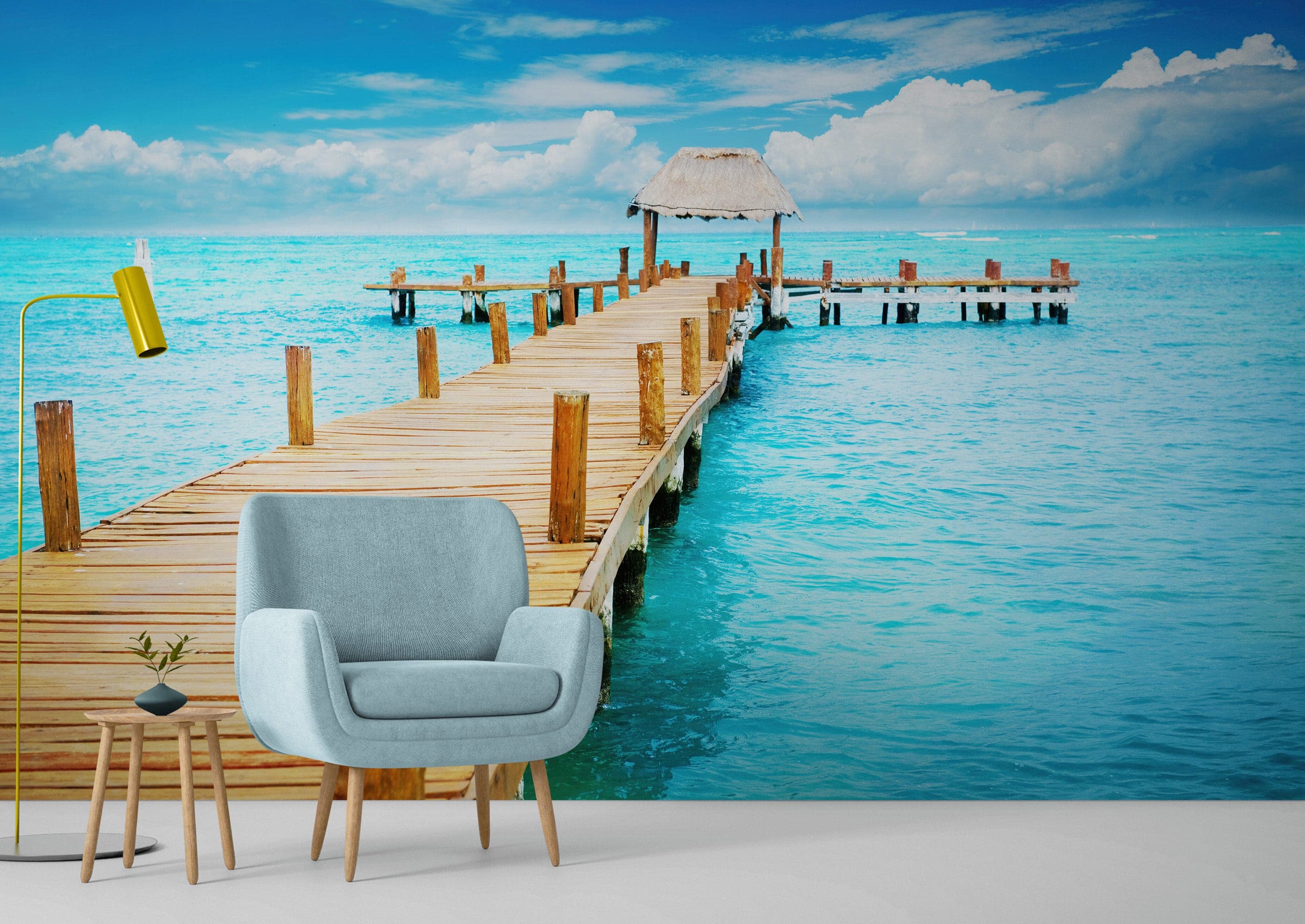Turquoise Ocean Water Wallpaper Mural. #6150 - Image 2