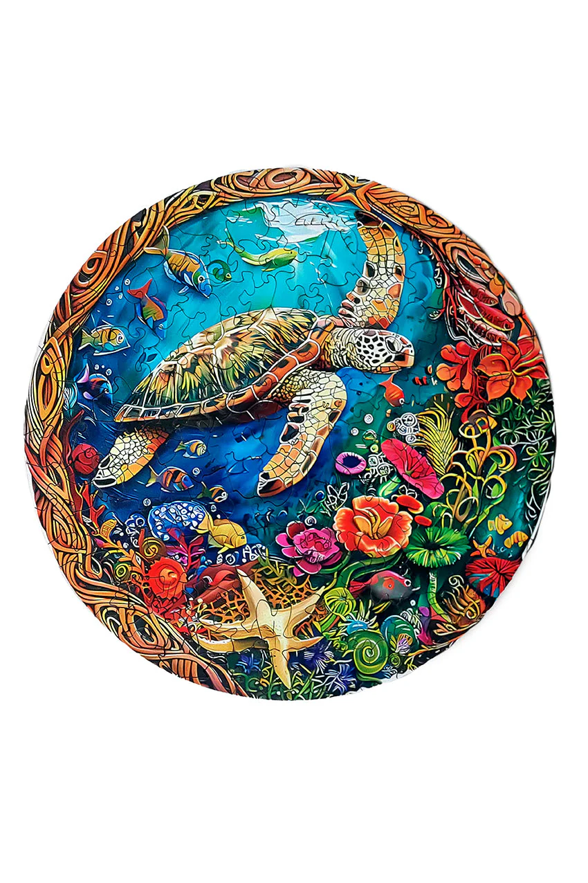 Turtle in Coral Reef - Jigsaw Wooden Puzzle by Wizardi F07N9-31 - Image 3