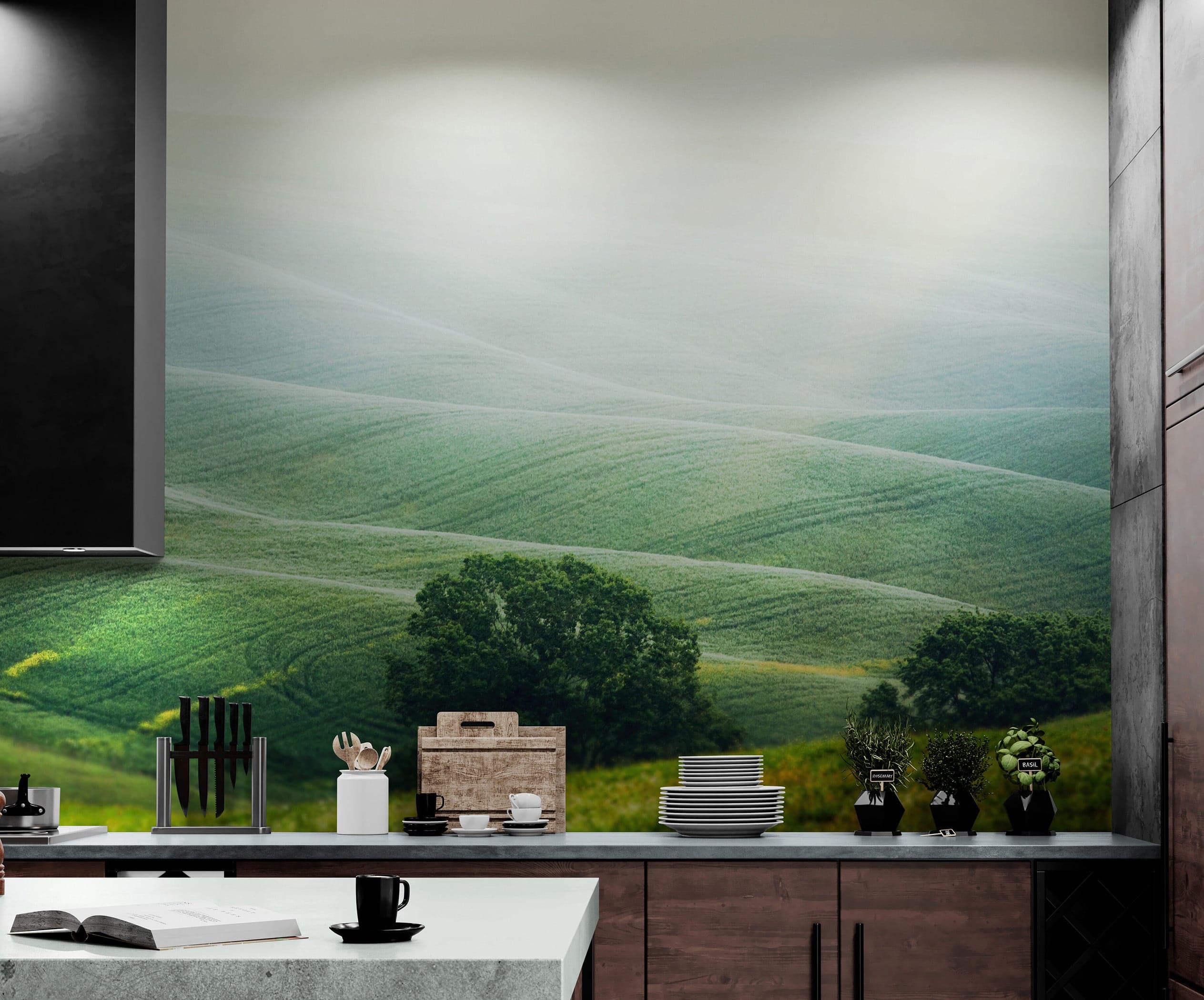 Tuscany Rolling Hills Meadow Wall Mural. Italian Countryside. #7053 - Image 3