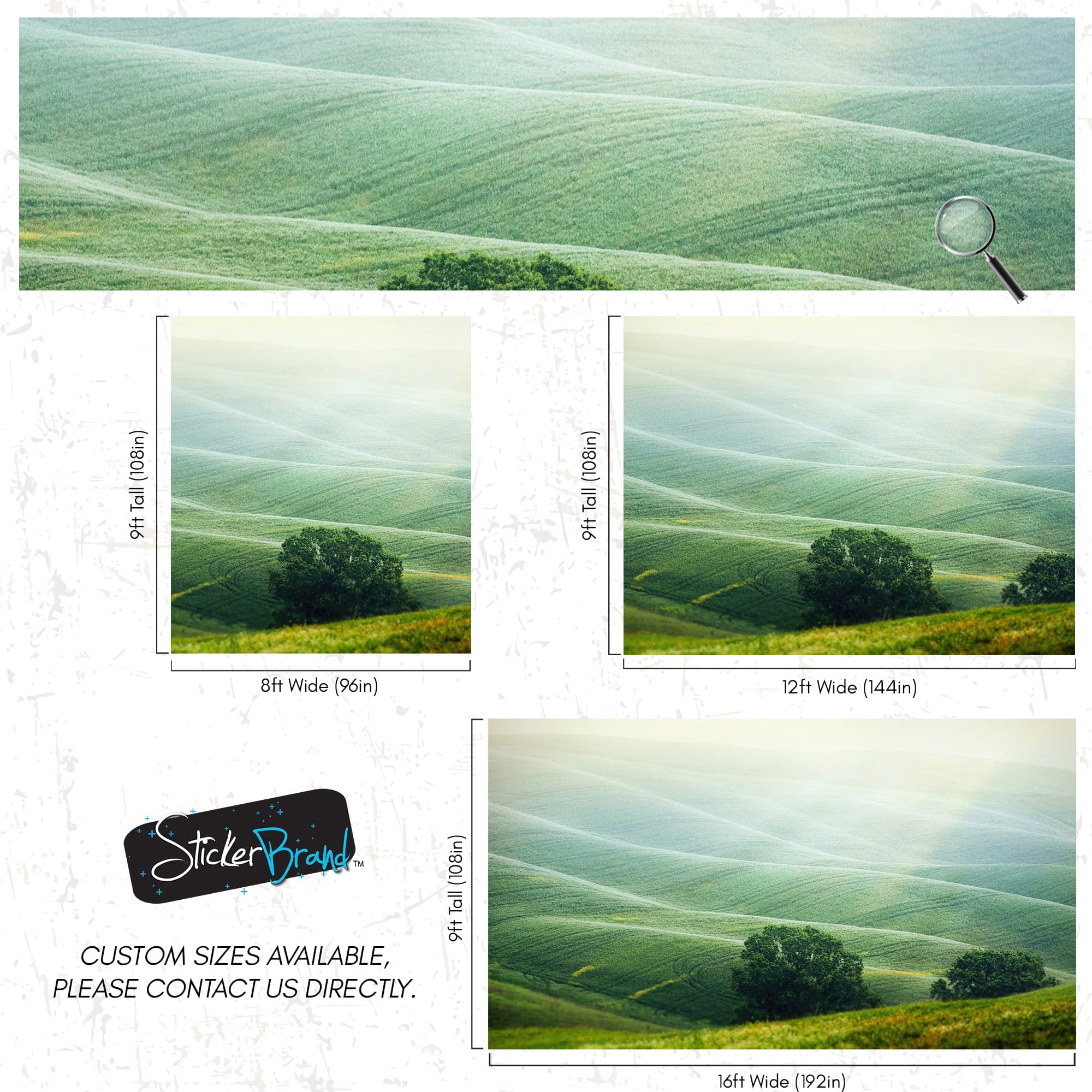 Tuscany Rolling Hills Meadow Wall Mural. Italian Countryside. #7053 - Image 8