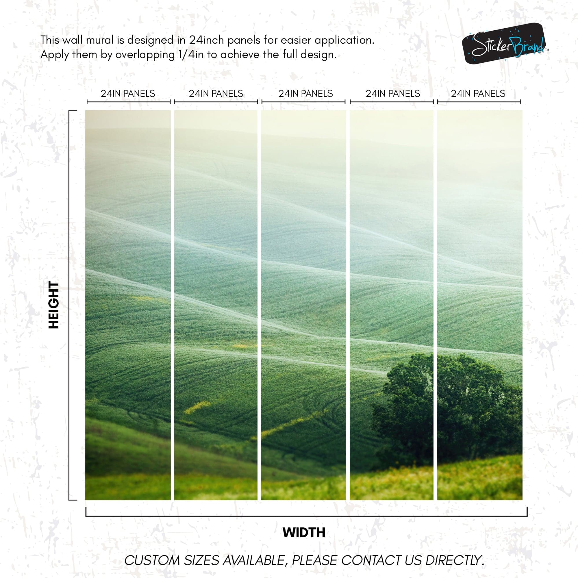 Tuscany Rolling Hills Meadow Wall Mural. Italian Countryside. #7053 - Image 9
