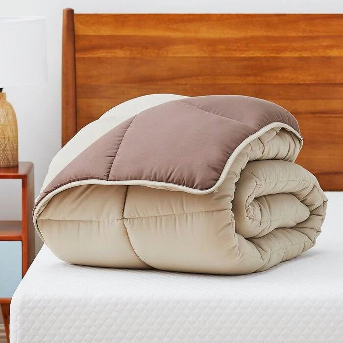 Twin All Seasons Beige/Brown Reversible Polyester Down Alternative Comforter - Image 4