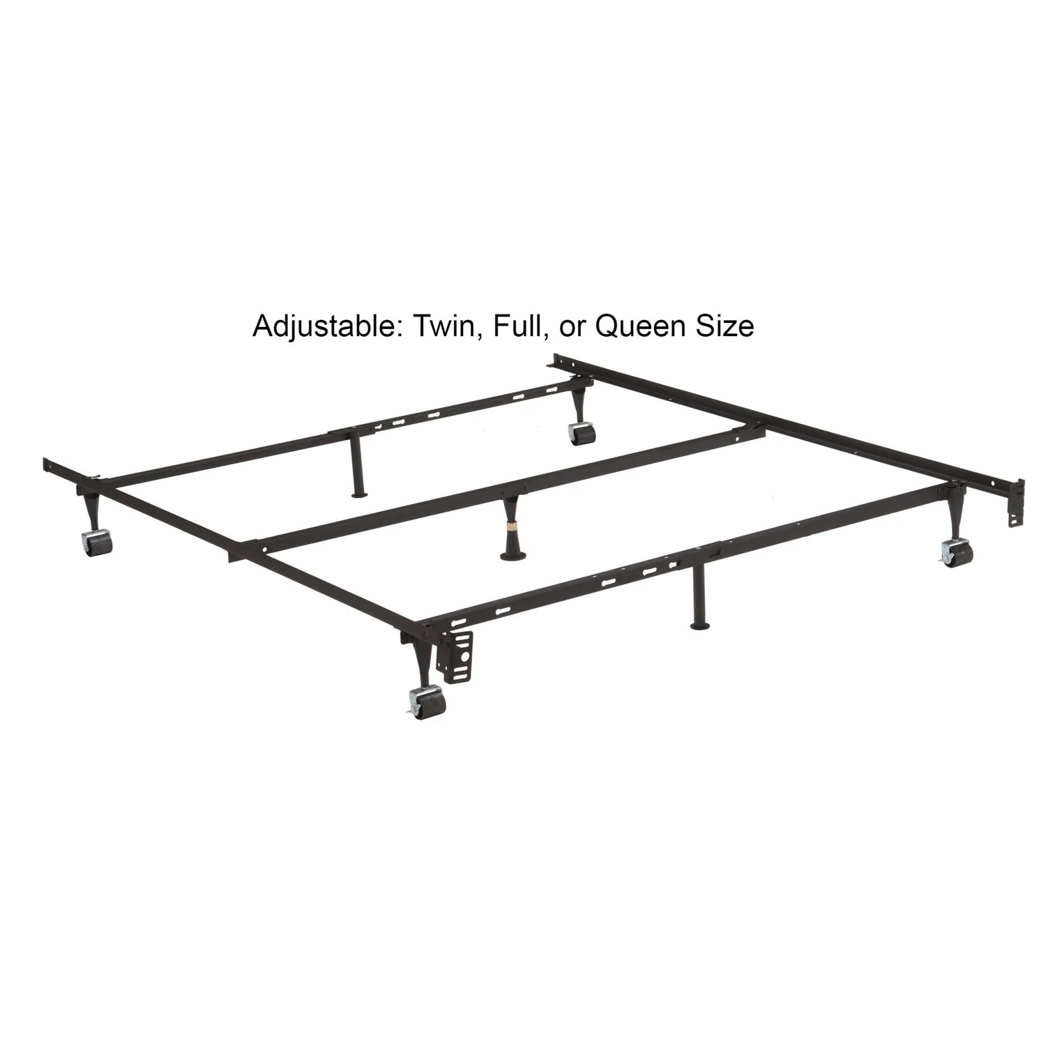 Twin, Full, Queen Sturdy Black Metal Adjustable Bed Frame w/Headboard Brackets - Image 3