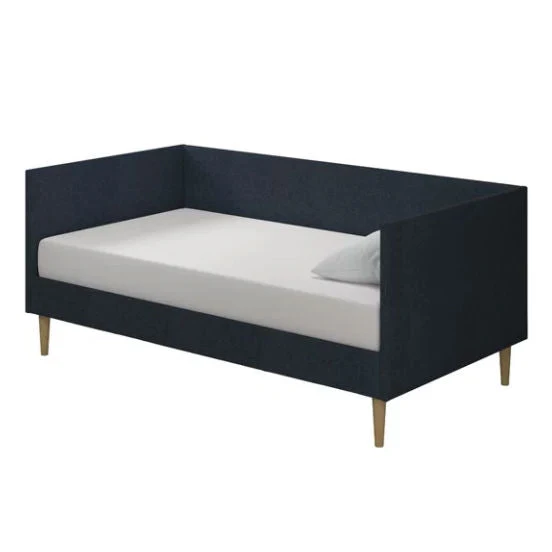 Twin Mid-Century Modern Dark Blue Linen Upholstered Daybed - Image 2