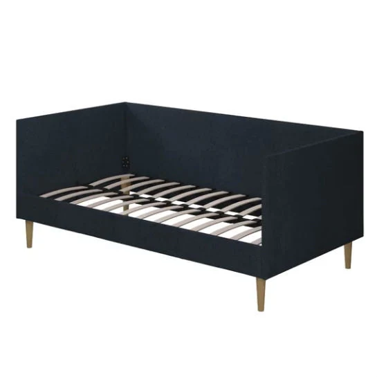 Twin Mid-Century Modern Dark Blue Linen Upholstered Daybed - Image 5