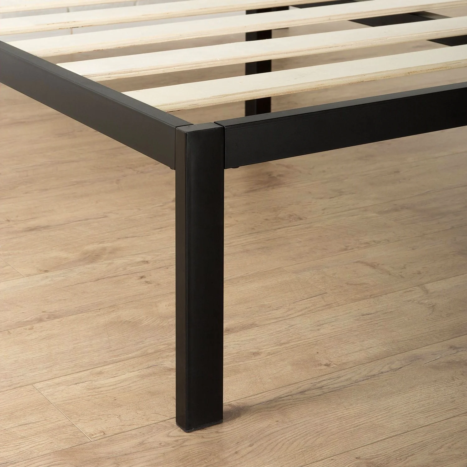 Twin Modern Metal Platform Bed Frame with Headboard and Wood Slats - Image 3