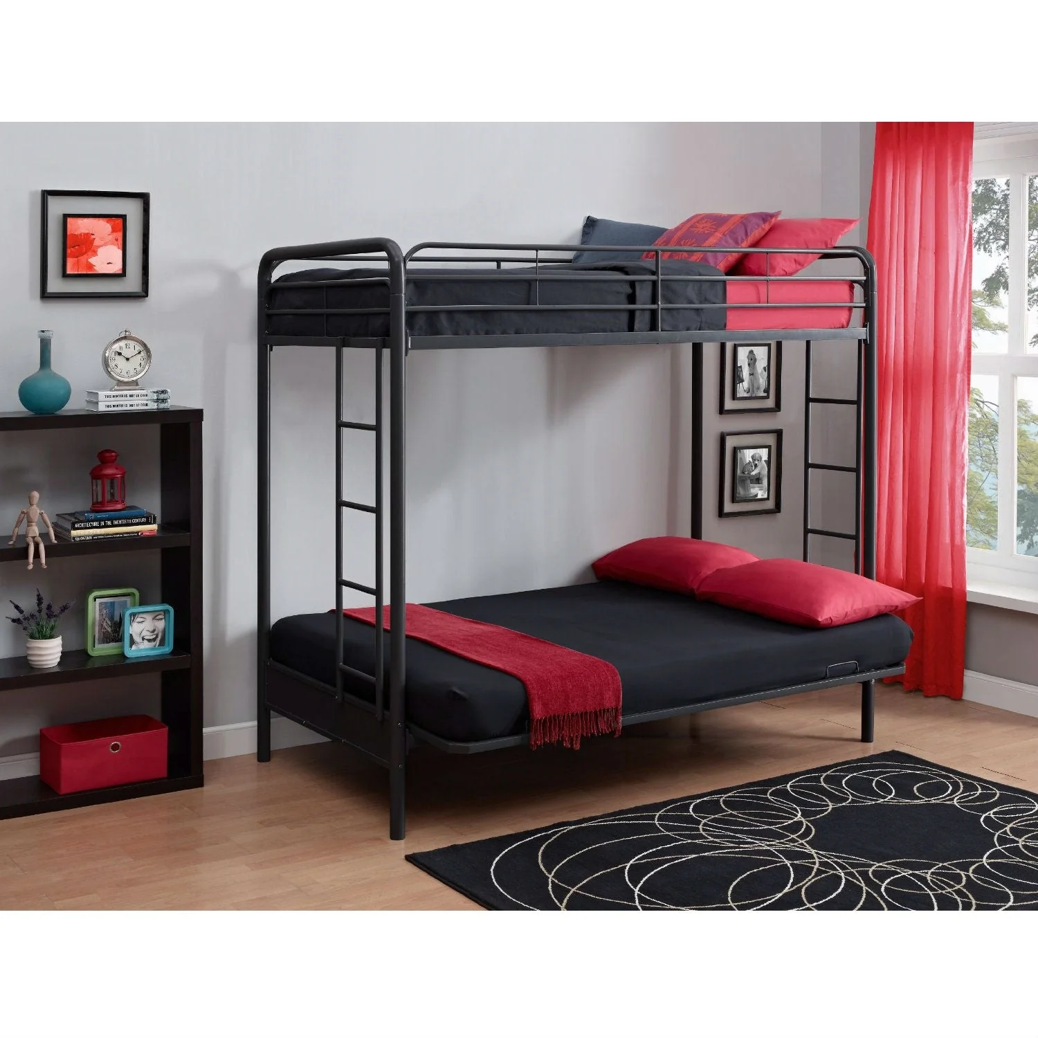 Twin over Full Futon Bunk Bed Sleeper Sofa in Black Metal - Image 5