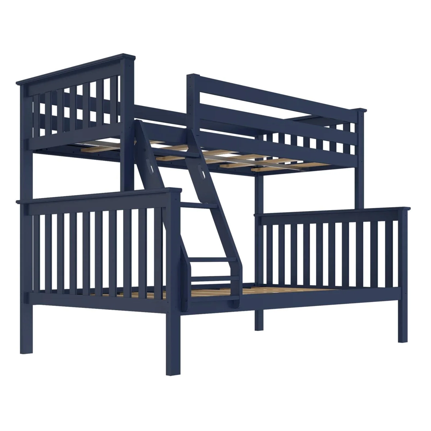 Twin over Full size Solid Wood Bunk Bed in Dark Navy Blue Finish - Image 5