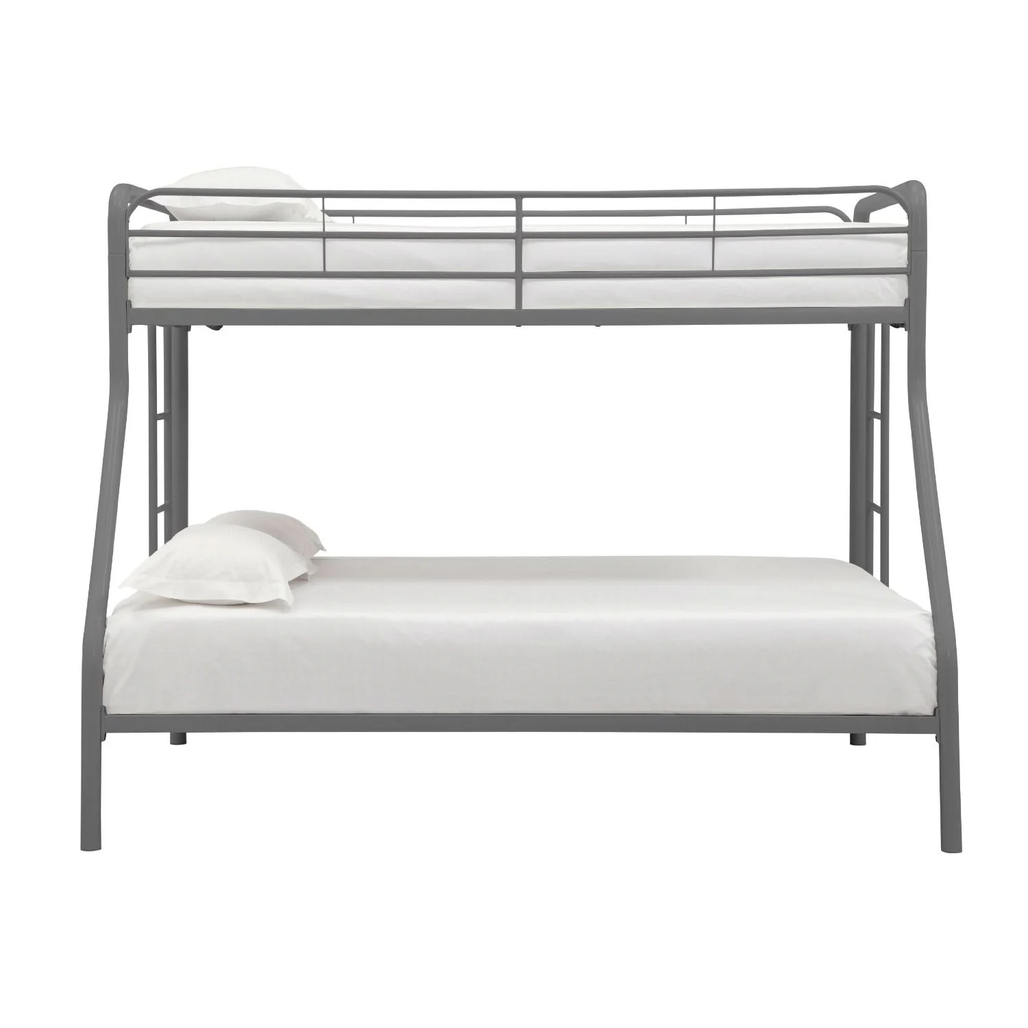Twin over Full size Sturdy Metal Bunk Bed in Silver Finish - Image 3
