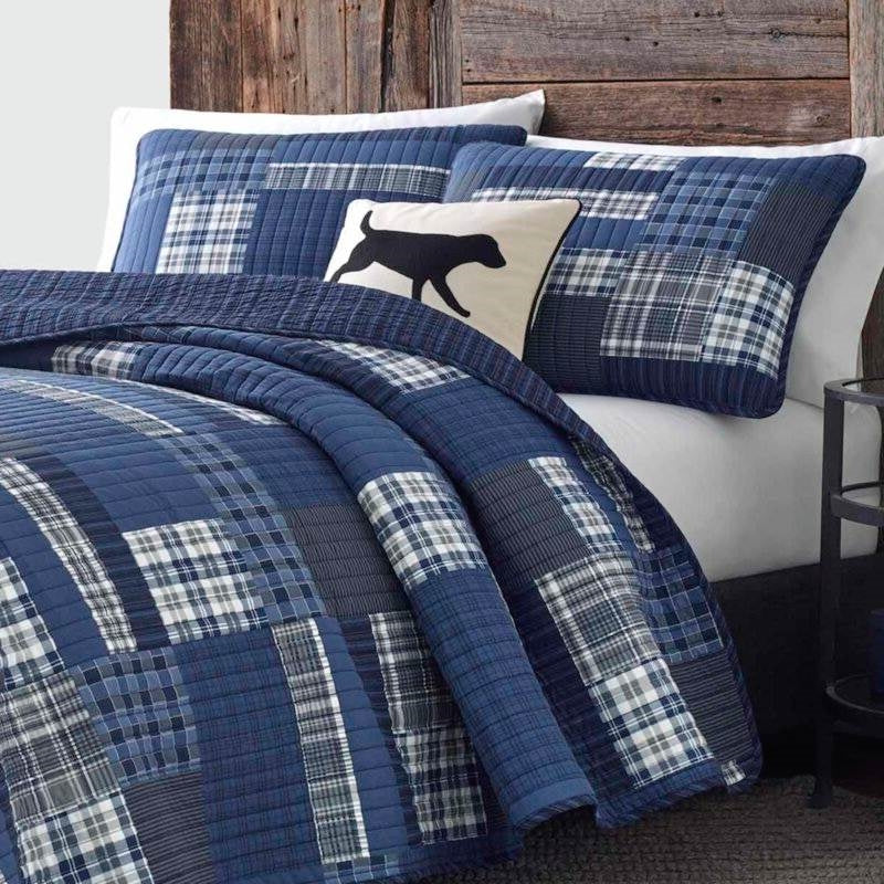 Twin Size 100-Percent Cotton Reversible 2 Piece Blue Patchwork Quilt Set - Image 2