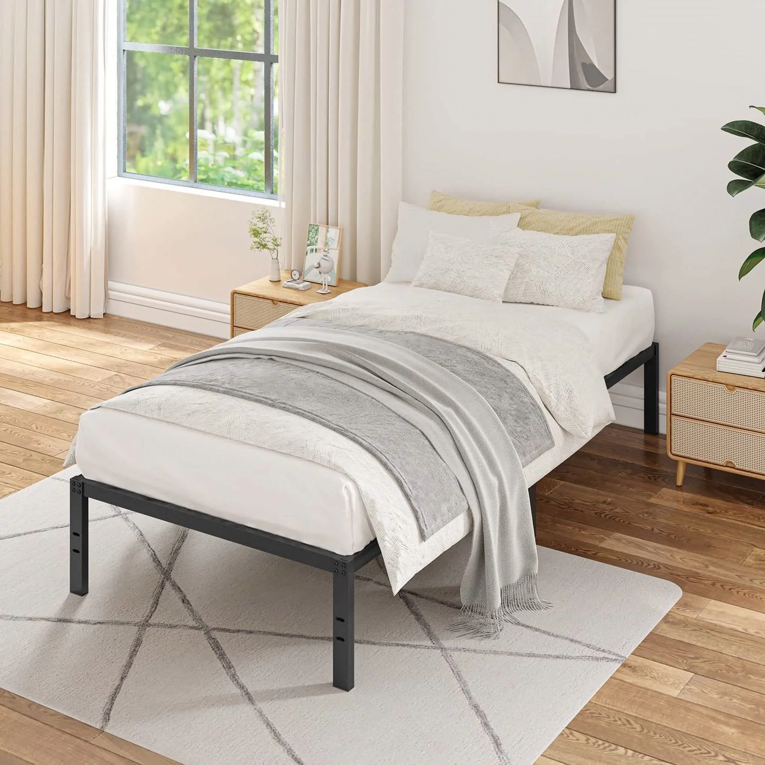 Twin size 16-inch Heavy Duty Metal Bed Frame with 3,000 lbs Weight Capacity - Image 3