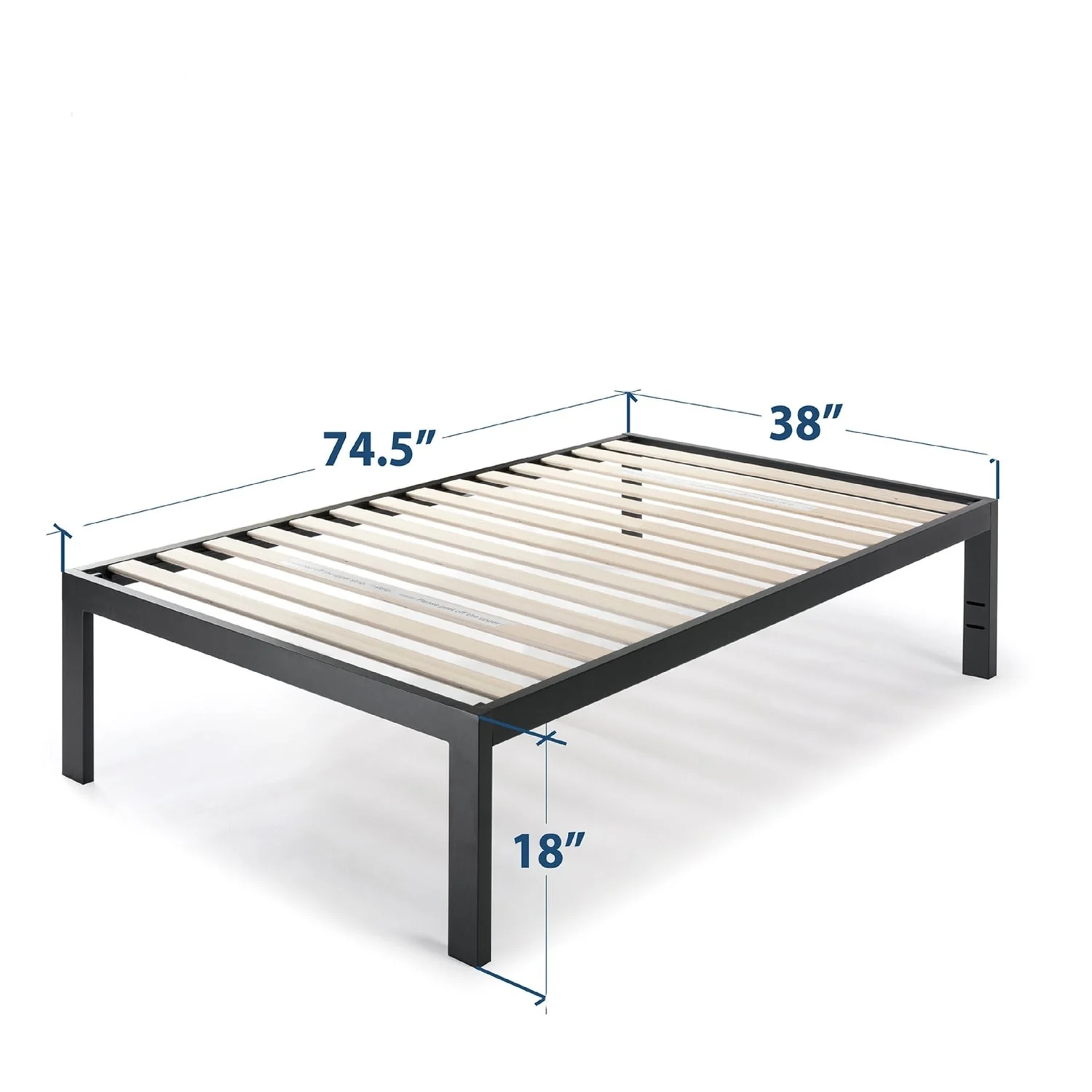 Twin size 18 Inch Easy Assemble Metal Platform Bed Frame Wooden Slats - Image 2