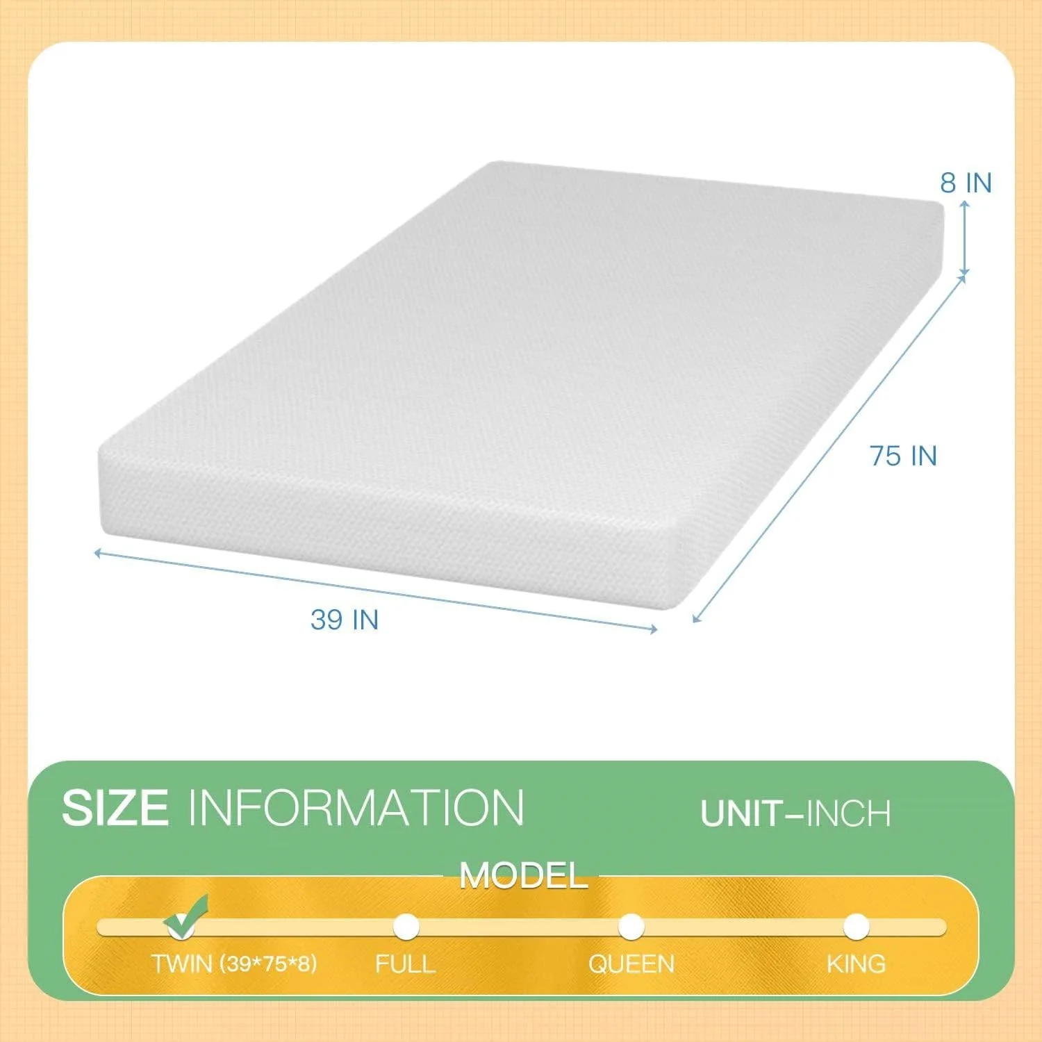 Twin size 8-inch Thick Medium Firm Cool Gel Memory Foam Mattress - Image 5