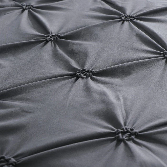 Twin Size All Season Pleated Hypoallergenic Microfiber Reversible 2 Piece Comforter Set in Gray - Image 4