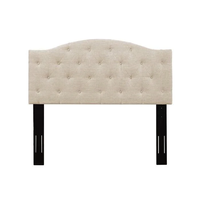 Twin Size Beige Fabric Upholstered Button-Tufted Adjustable Height Headboard - Image 2
