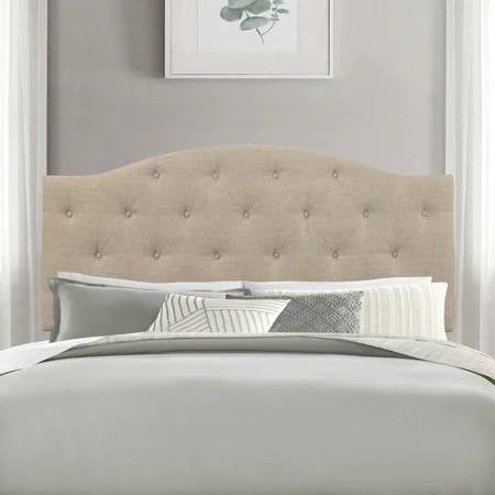Twin Size Beige Fabric Upholstered Button-Tufted Adjustable Height Headboard - Image 3