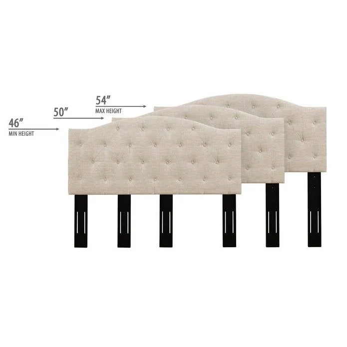 Twin Size Beige Fabric Upholstered Button-Tufted Adjustable Height Headboard - Image 4