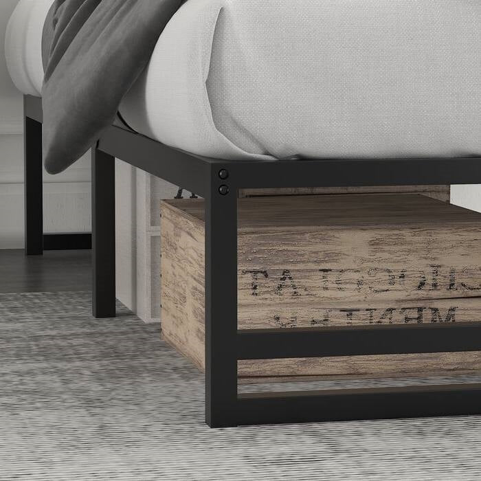 Twin Size Black Metal Platform Bed Frame with Under-Bed Storage Space - Image 2