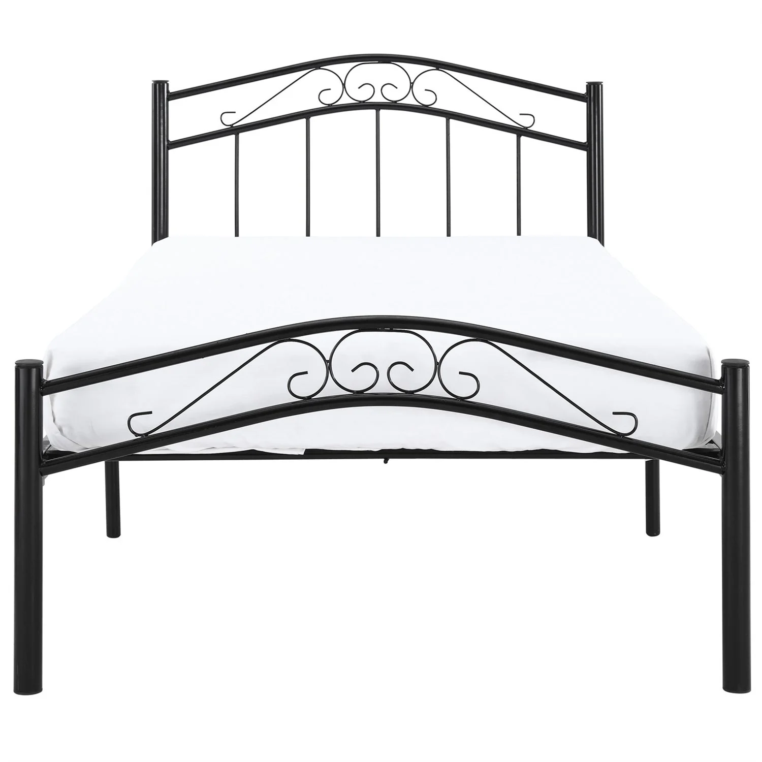 Twin size Black Metal Platform Bed with Headboard and Footboard - Image 2