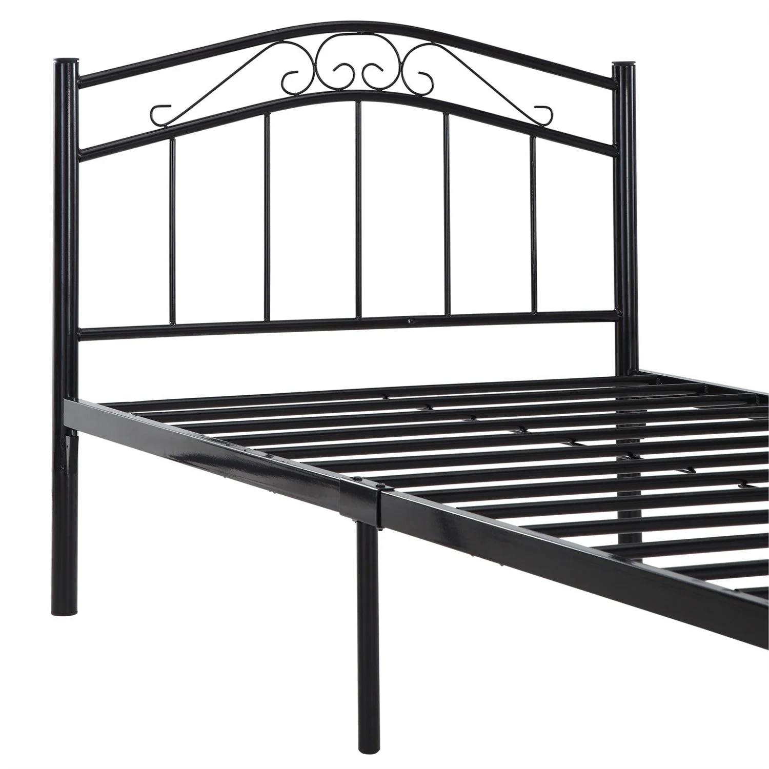 Twin size Black Metal Platform Bed with Headboard and Footboard - Image 4