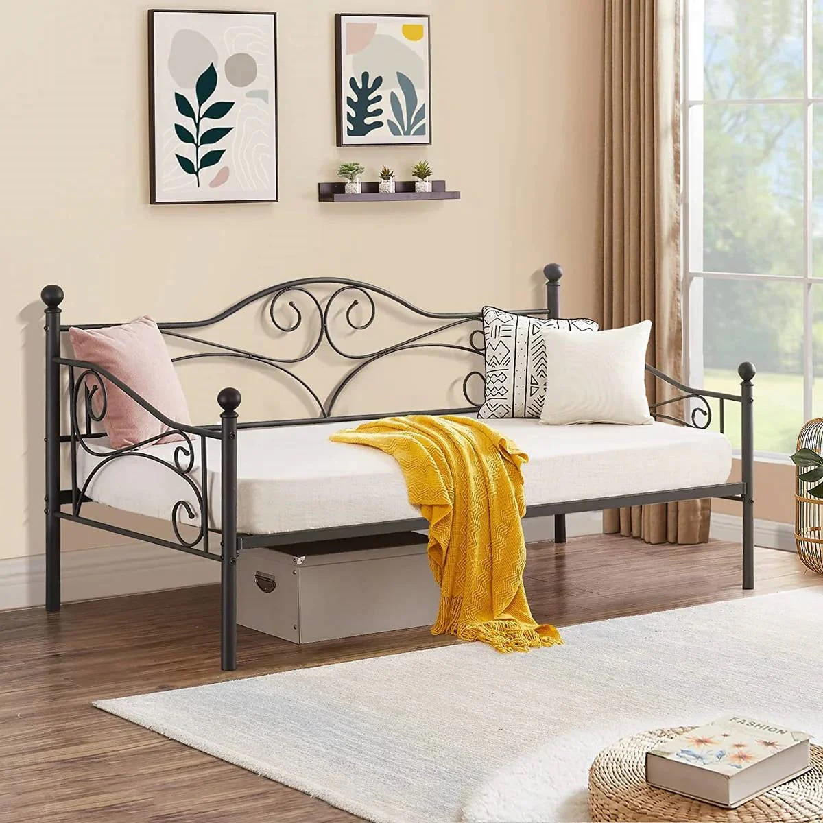Twin size Classic Heavy Duty Steel Daybed Frame in Black Metal Finish - Image 2