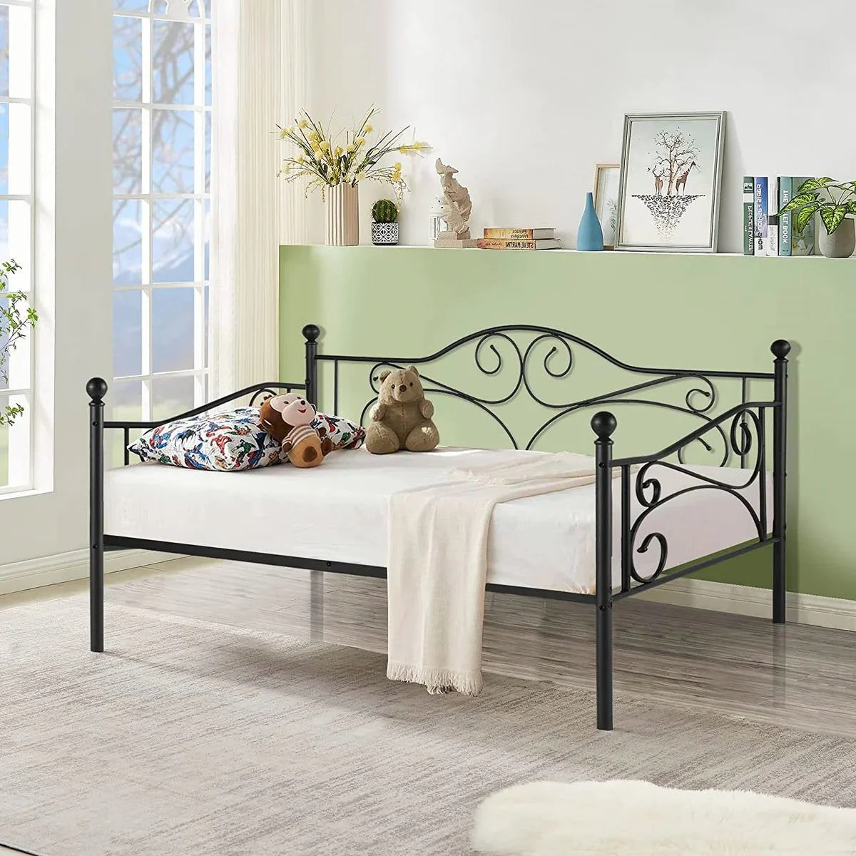 Twin size Classic Heavy Duty Steel Daybed Frame in Black Metal Finish - Image 3
