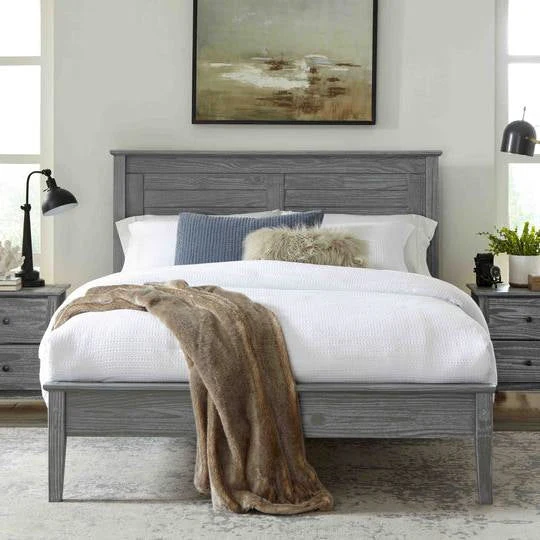 Twin Size Coastal Dorm Farmhouse Solid Pine Wood Platform Bed in Rustic Grey - Image 4