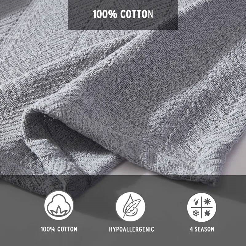 Twin size Cozy Lightweight Grey 100-Percent Cotton Blanket - Machine Washable - Image 5