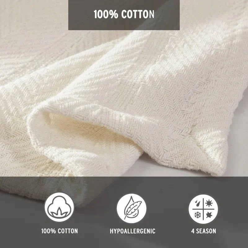 Twin size Cream Bone Lightweight 100-Percent Cotton Blanket - Machine Washable - Image 5