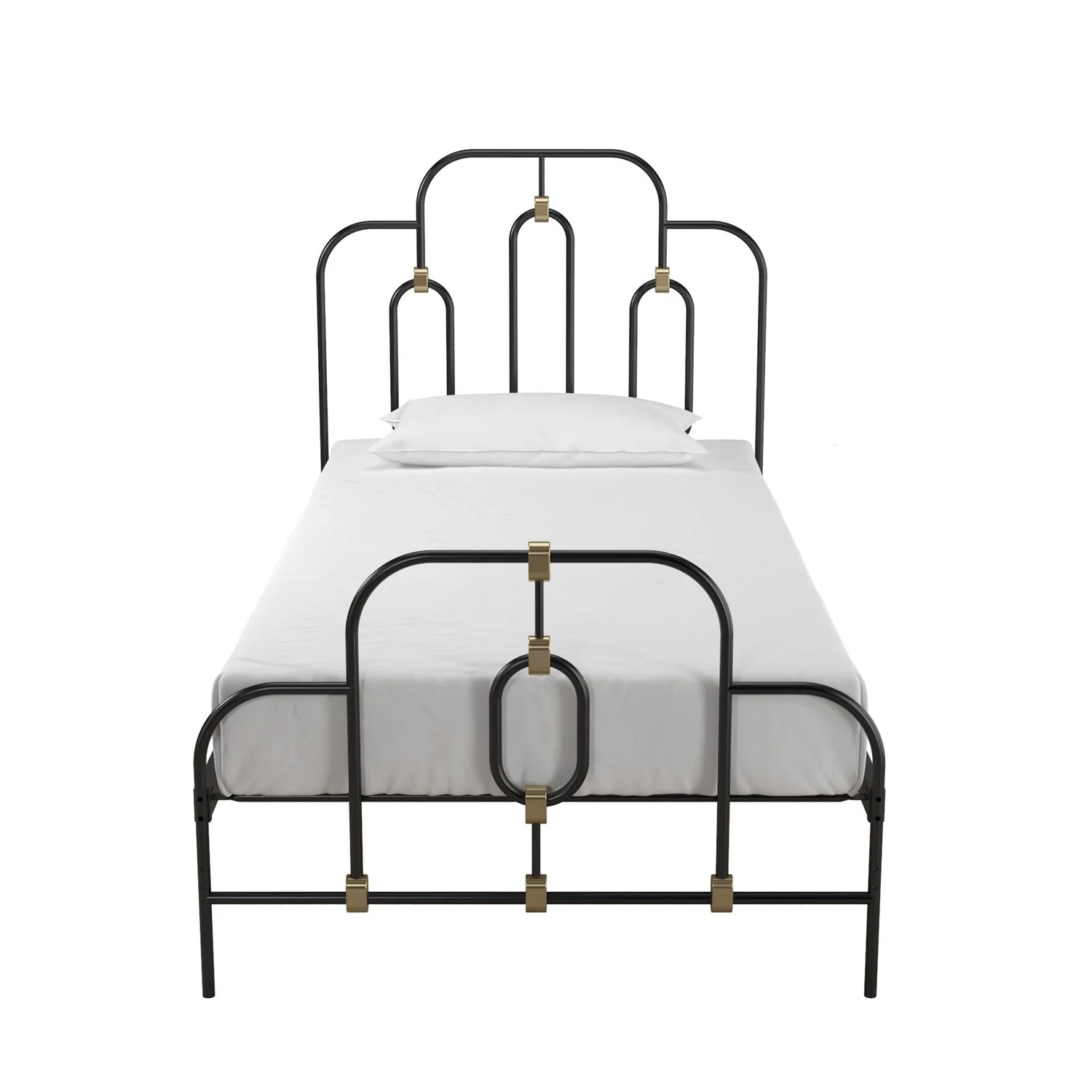 Twin size Farmhouse Adjustable Height Platform Bed in Black Gold Metal Finish - Image 3