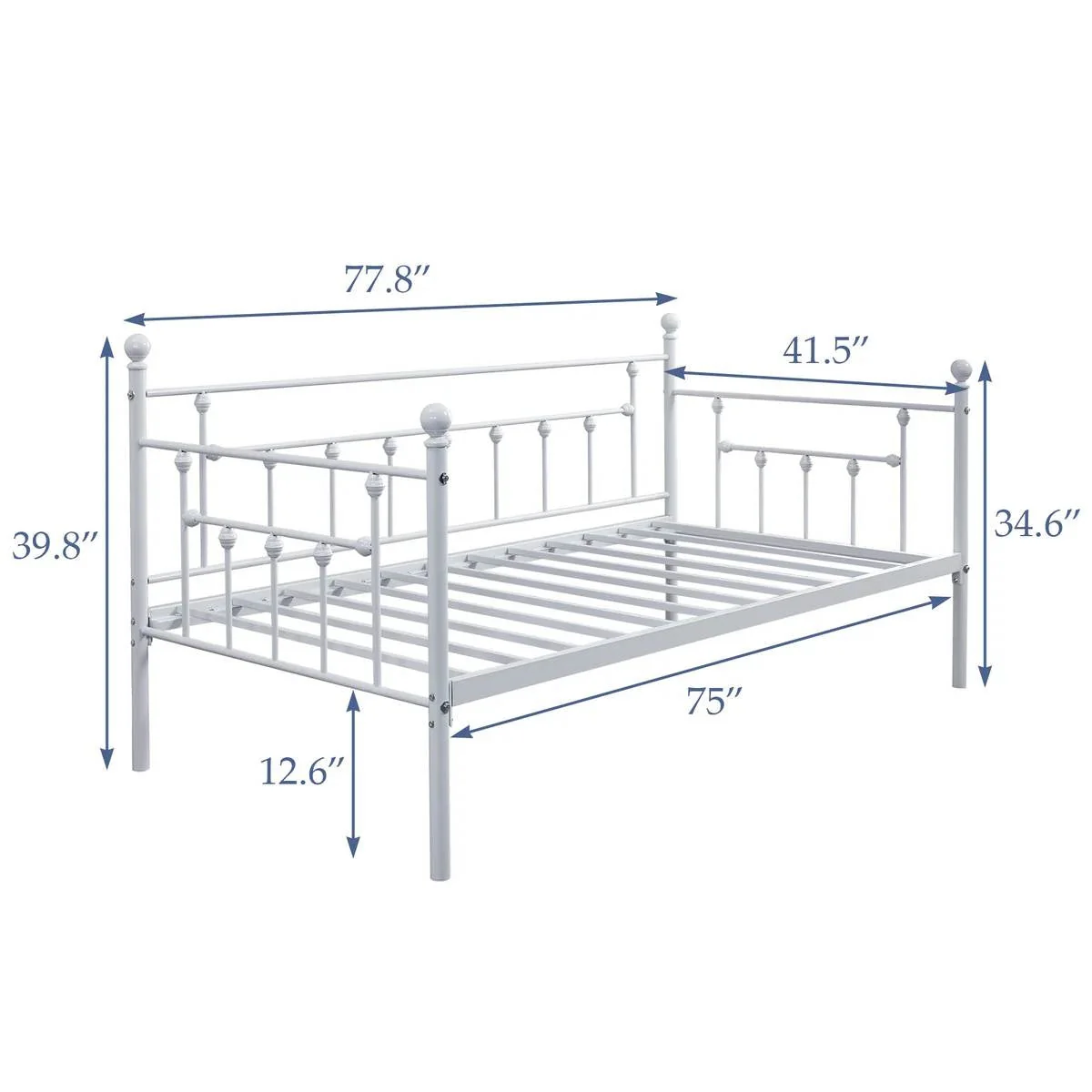 Twin size Farmhouse Daybed Frame in White Metal Finish - Image 5