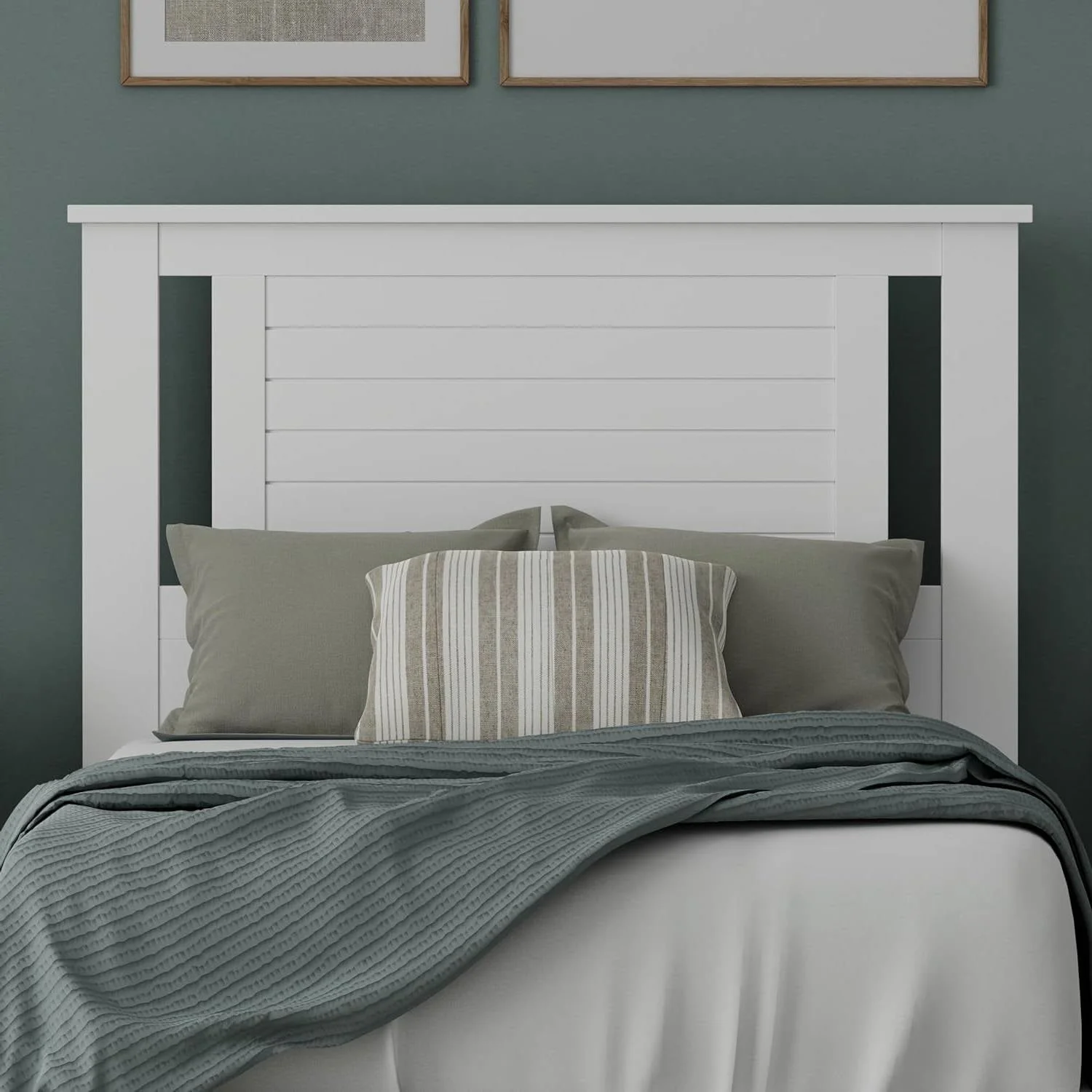 Twin Size Farmhouse Solid Wood Slatted Headboard in White Finish - Image 2