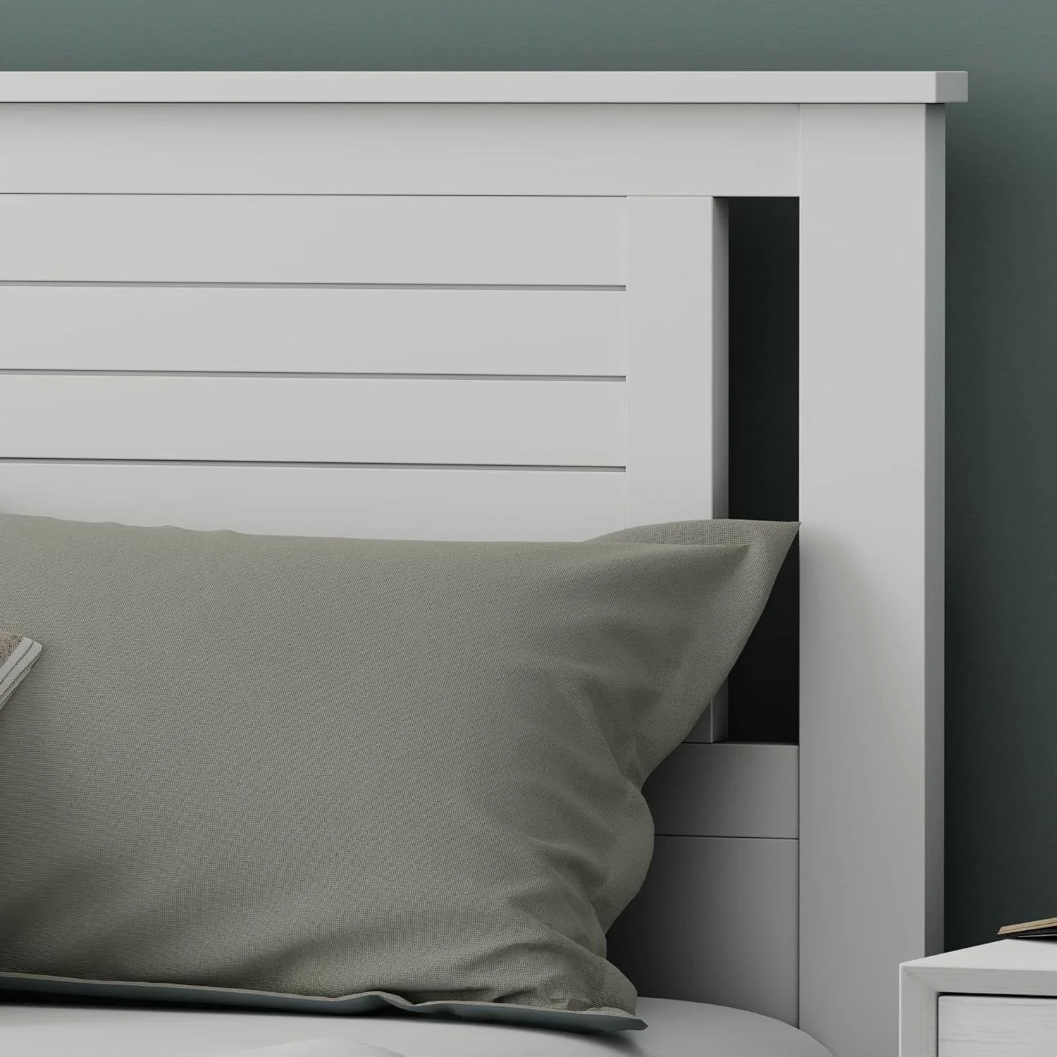 Twin Size Farmhouse Solid Wood Slatted Headboard in White Finish - Image 3