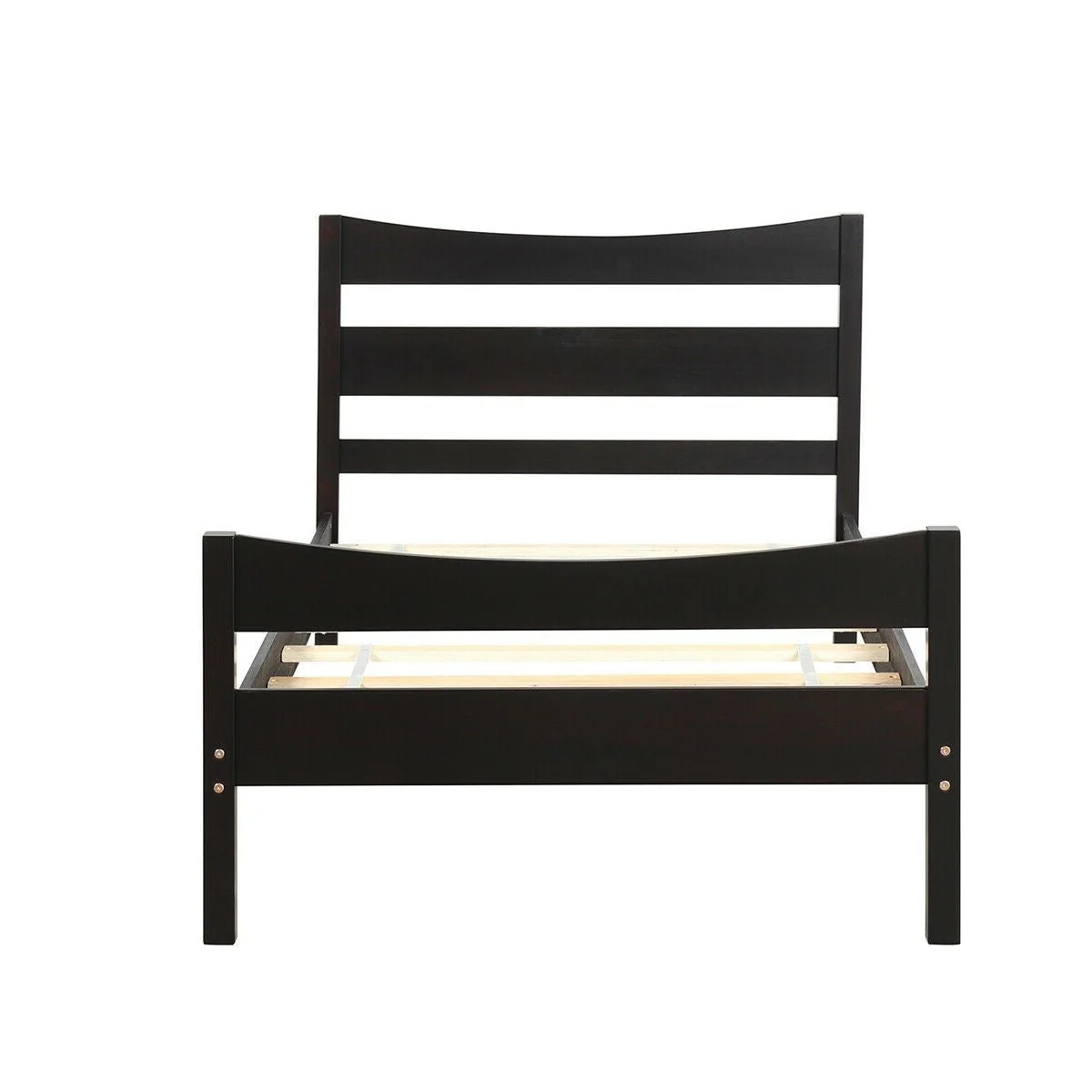 Twin size Farmhouse Style Pine Wood Platform Bed Frame in Espresso - Image 3