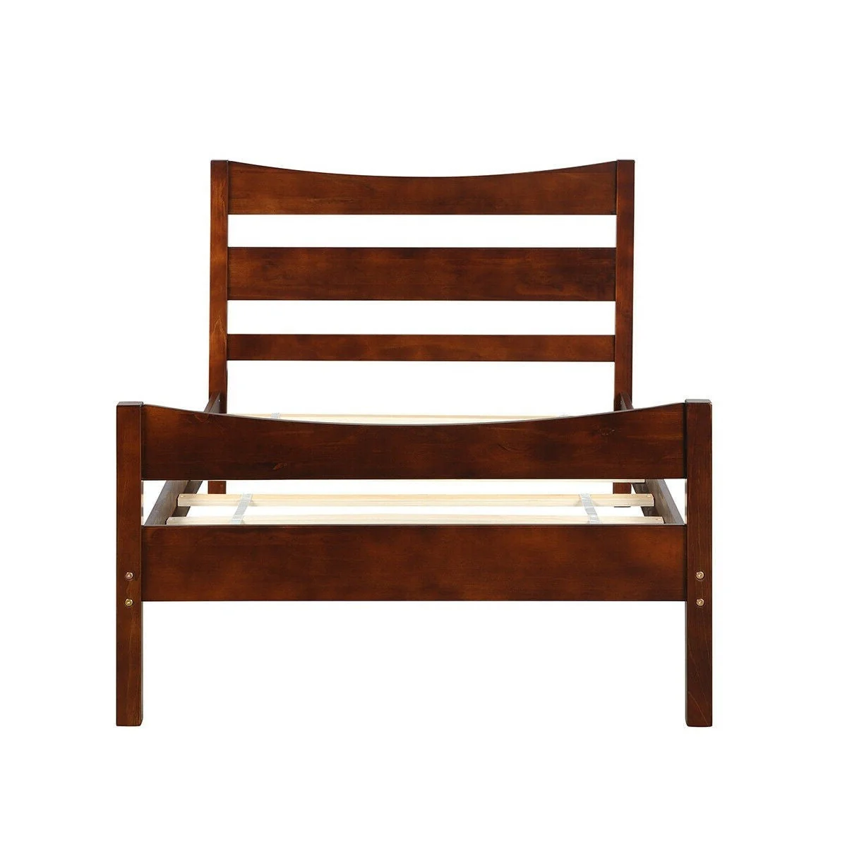 Twin size Farmhouse Style Pine Wood Platform Bed Frame in Walnut - Image 3